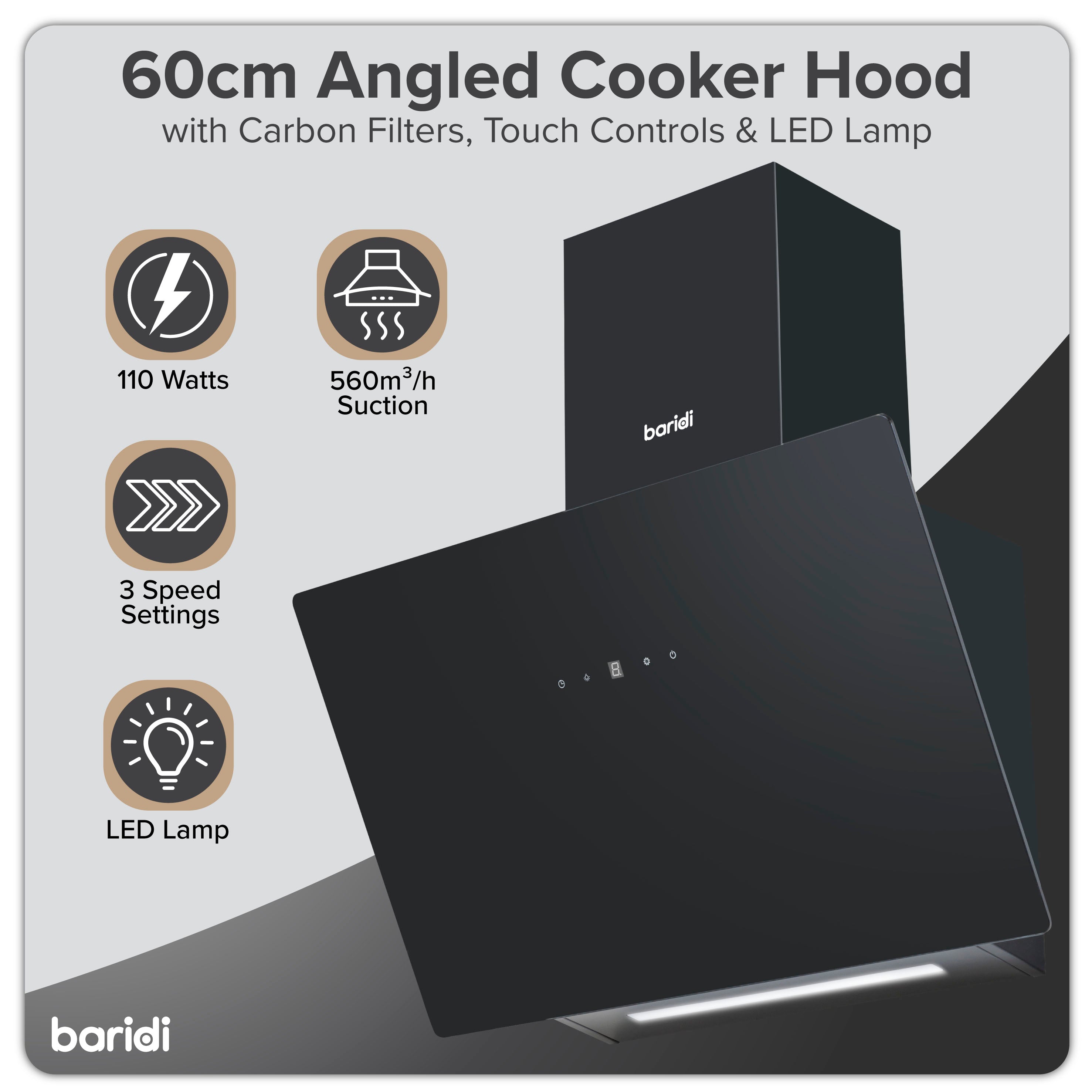 Baridi DH105 Extractor Hoods Action shot - infographic - summary