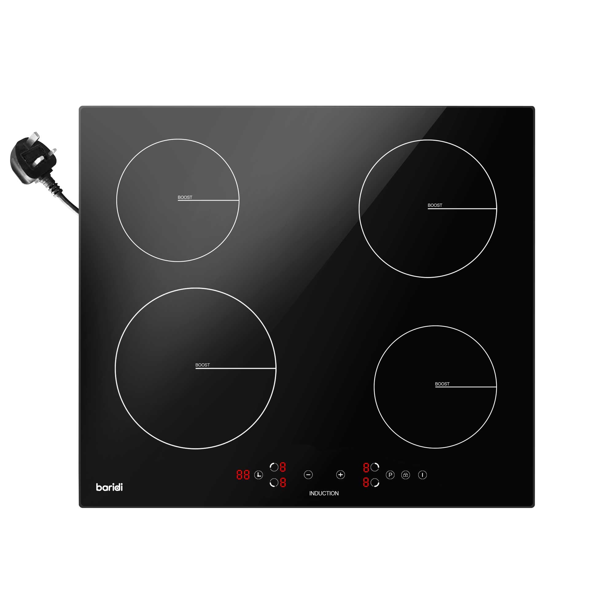 Baridi DH177 Induction Hobs Straight on - on