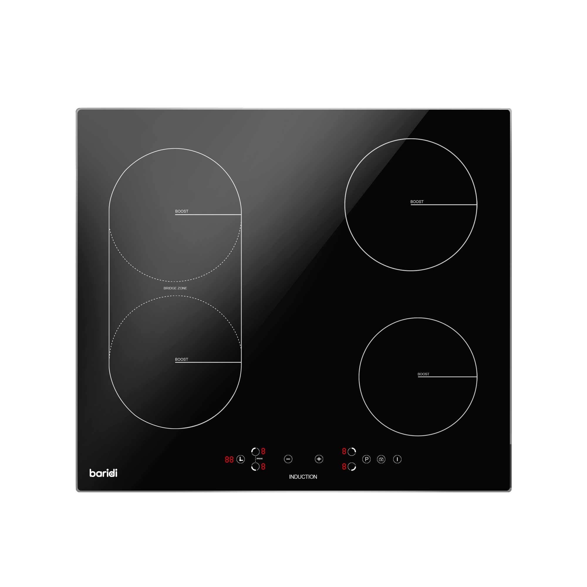 Baridi DH178 Induction Hobs Straight on - on