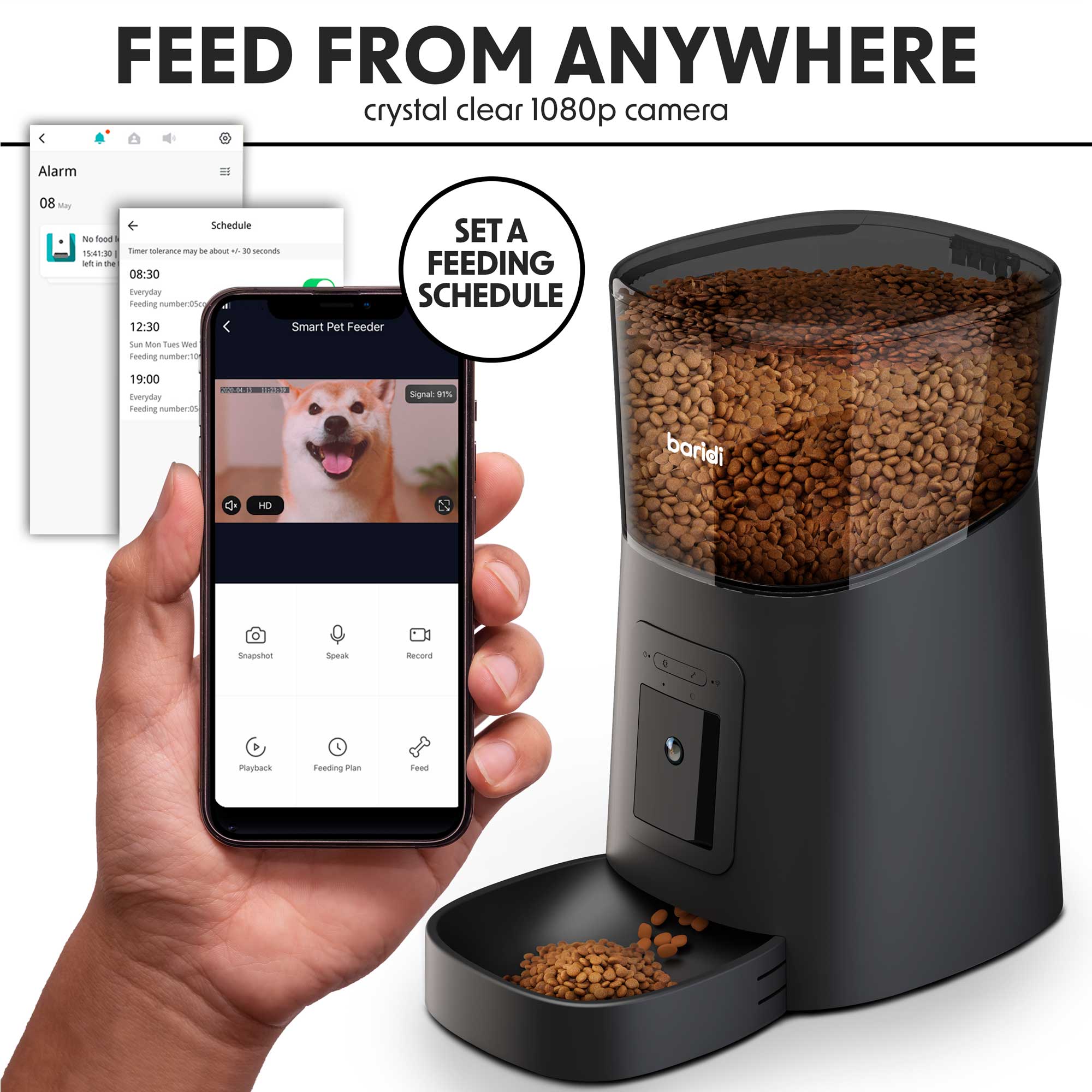 Baridi DH231 Pet Feeder Action shot - feed - fron - anywhere