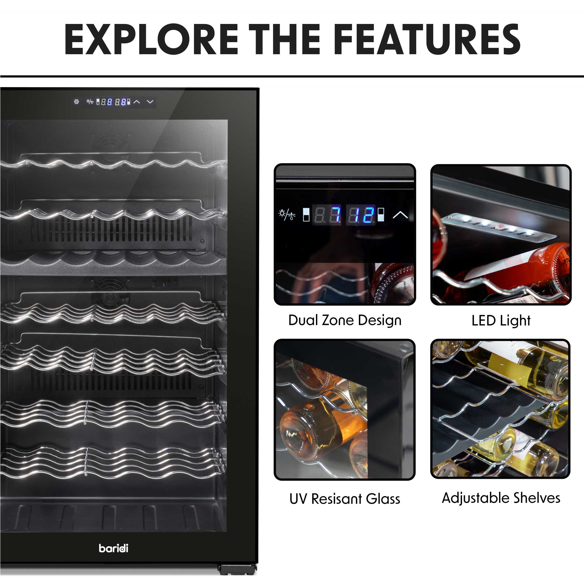 Baridi DH236 Wine Fridges Action shot - features