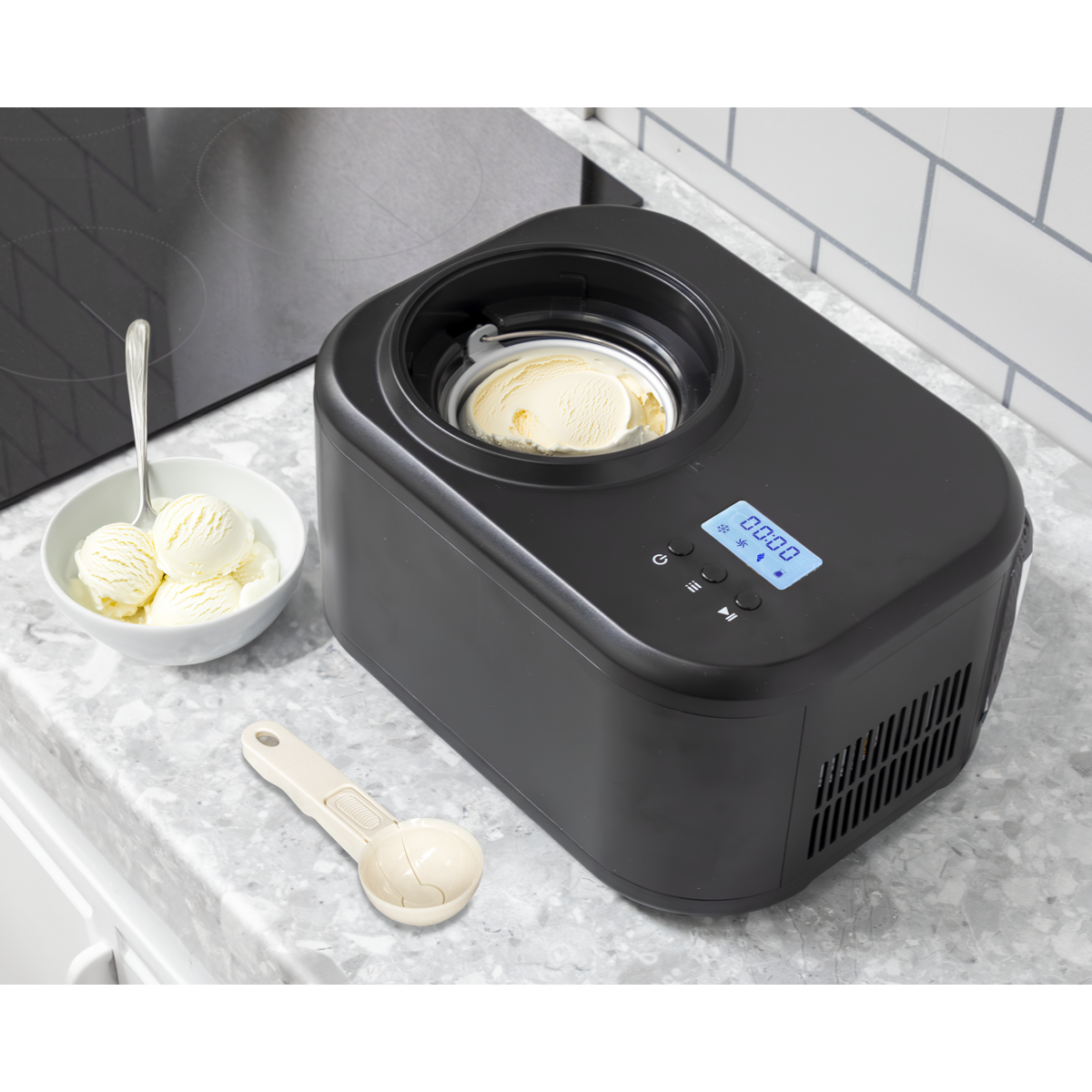 Baridi 1L Ice Cream Machine with Fast Freeze Compressor Cooling - DH238