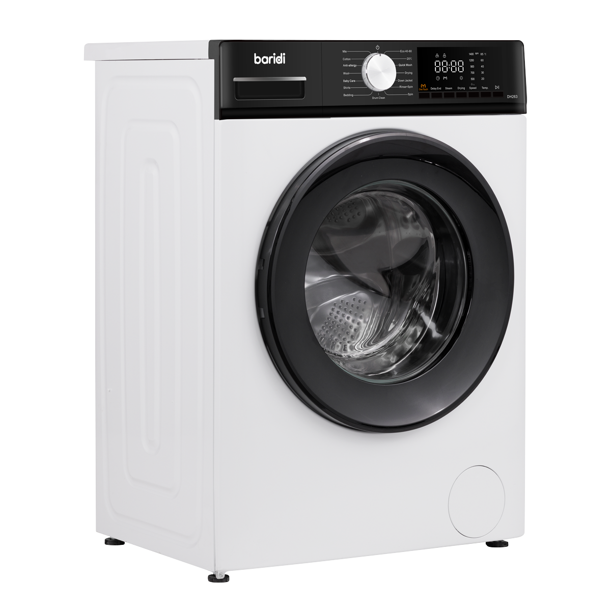 Baridi 8/5kg Washer Dryer, Front Loading, 1400rpm, 15 Programmes, BLDC Motor, White/Black – DH263