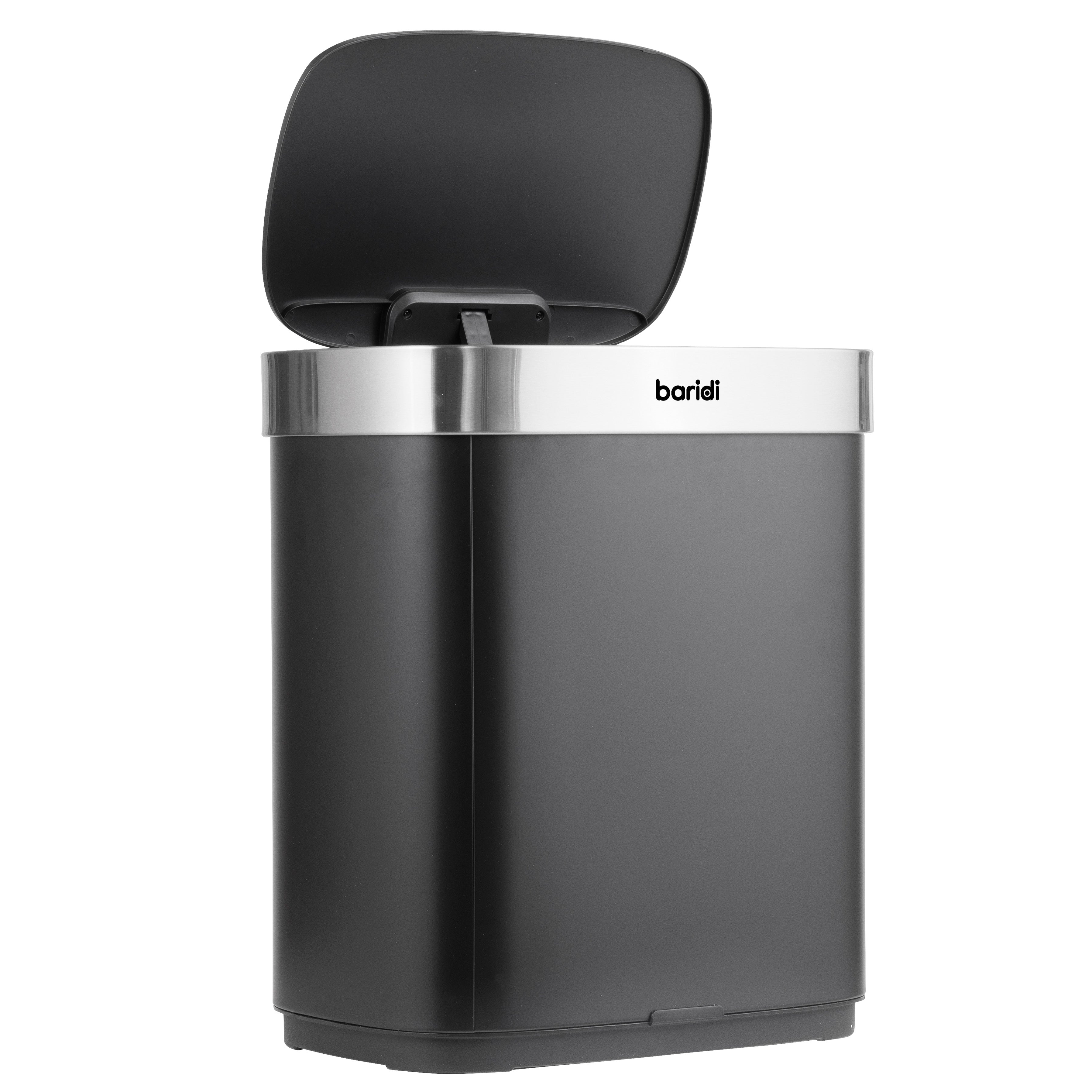 Baridi Sensor Bin, 50L Capacity, Black/Stainless Steel – DH281