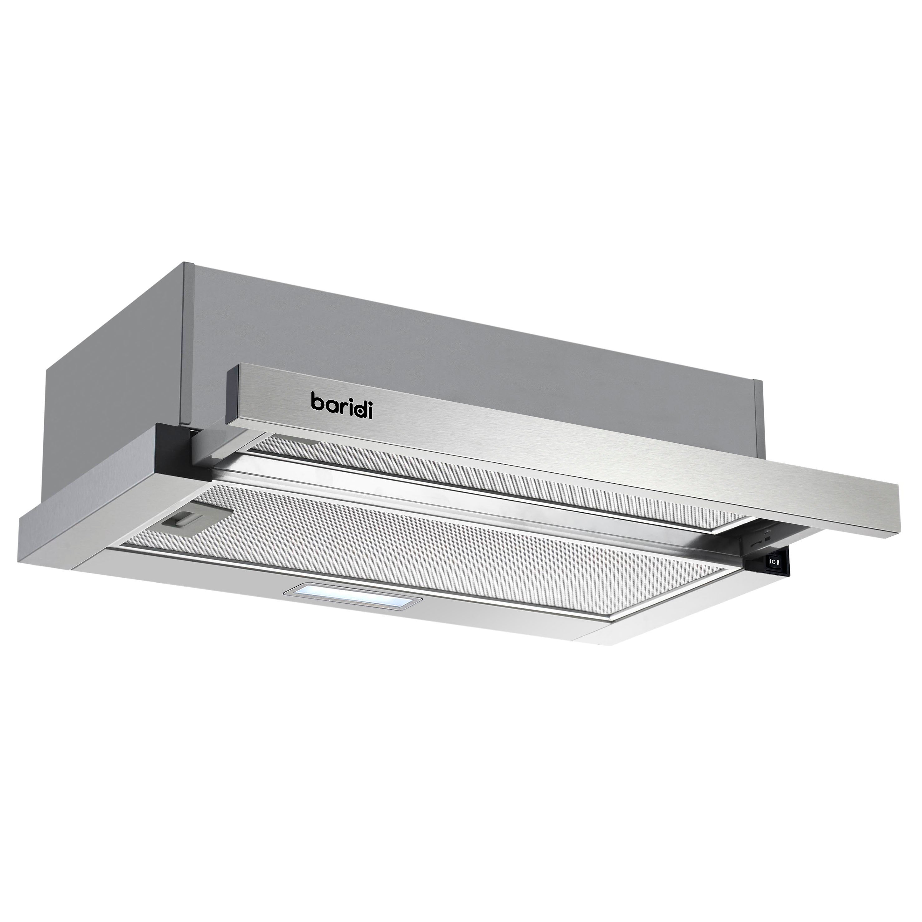 Baridi Telescopic Cooker Hood, 60cm with Aluminium Filters, Stainless Steel – DH286