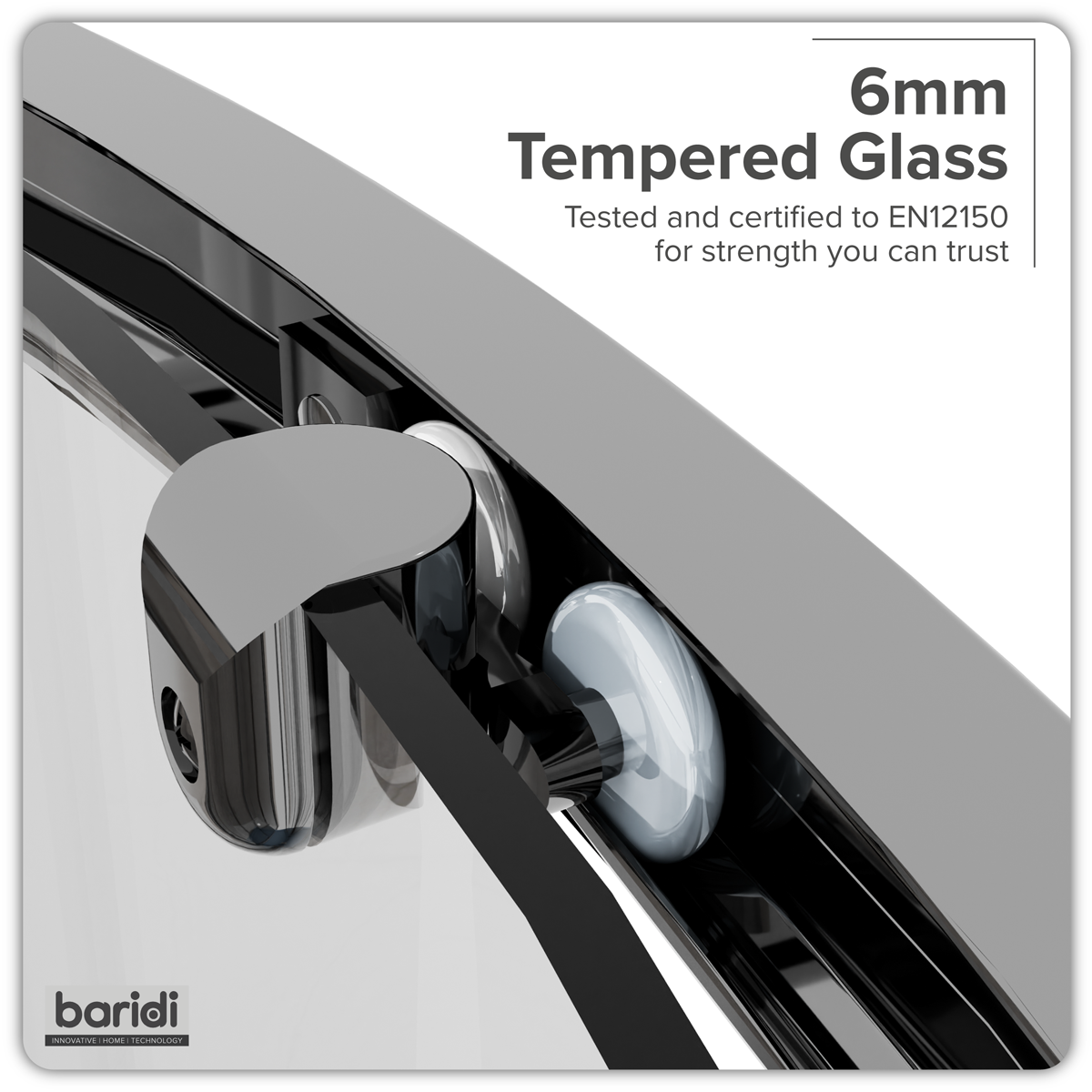 Baridi Quadrant Shower Enclosure 800 x 800 x 1850mm with 6mm Tempered Glass, Chrome - DH301