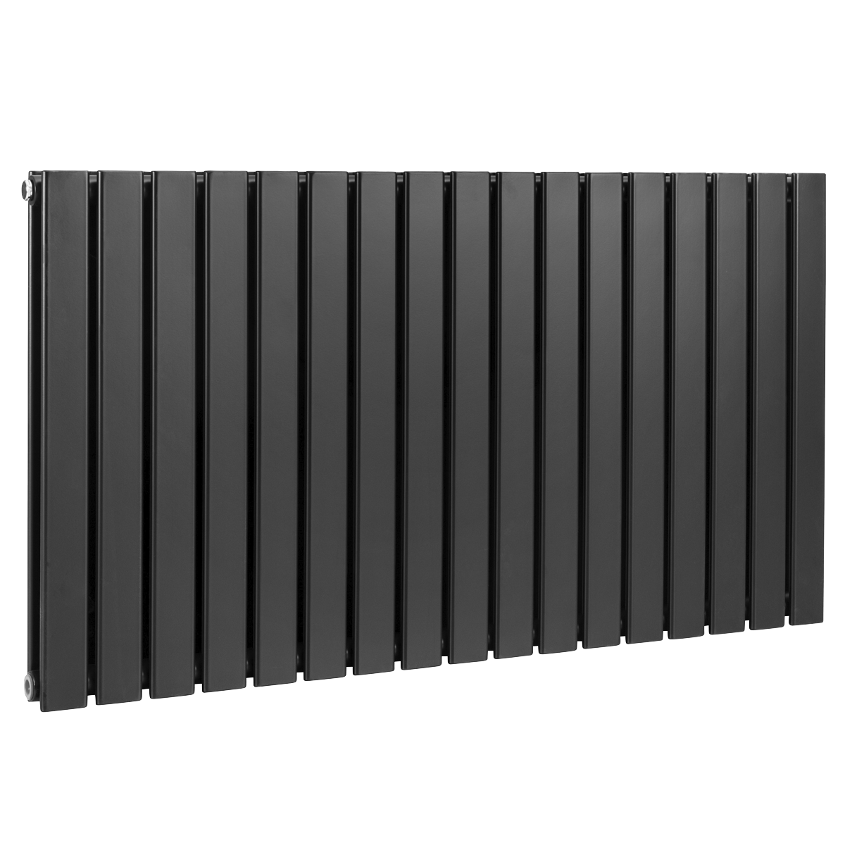 Baridi Horizontal Radiator Contemporary Double Flat Panel Design 600 x 1190mm, Black - DH347
