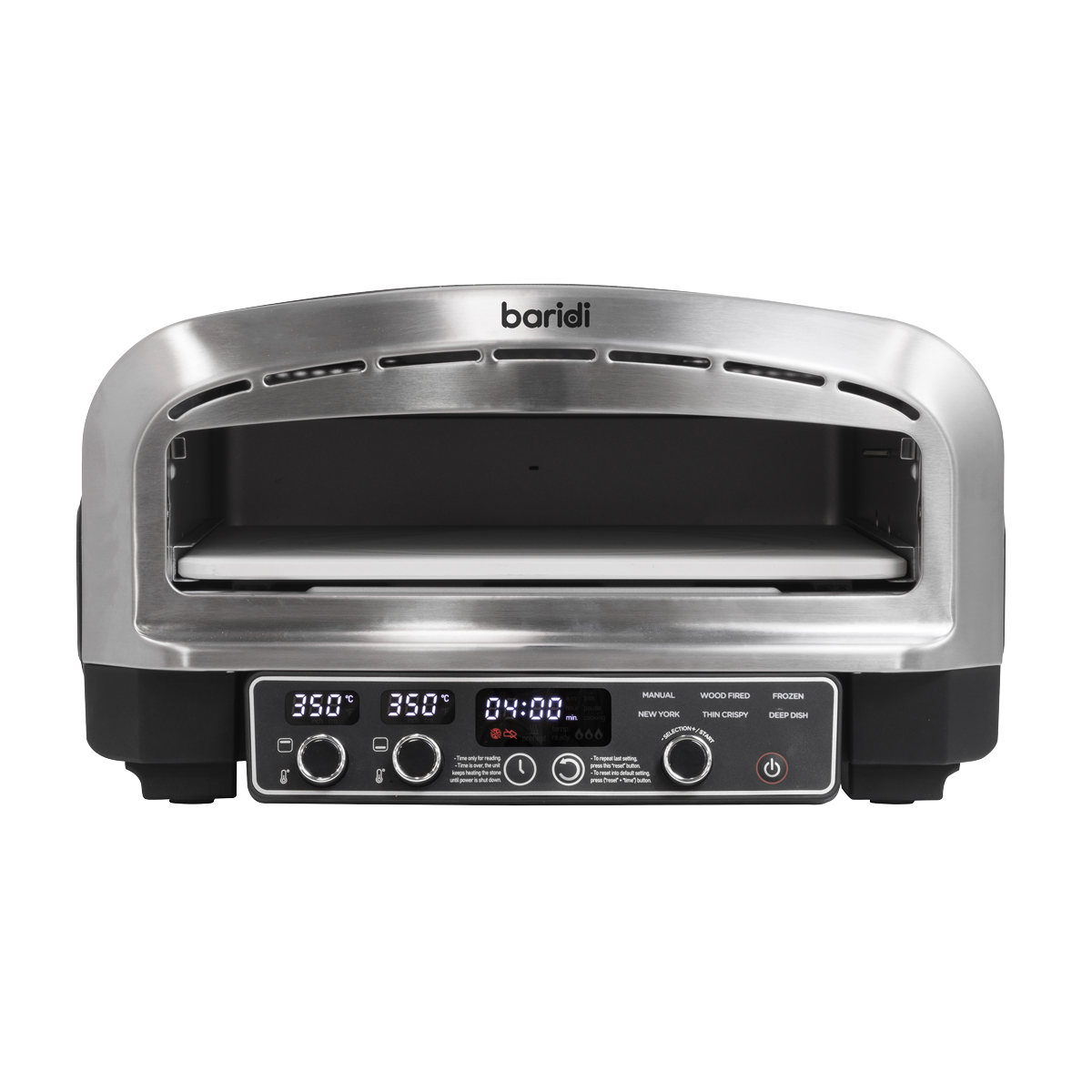 Baridi Electric Pizza Oven 14" with Pizza Peel, Black/Stainless Steel - DH377