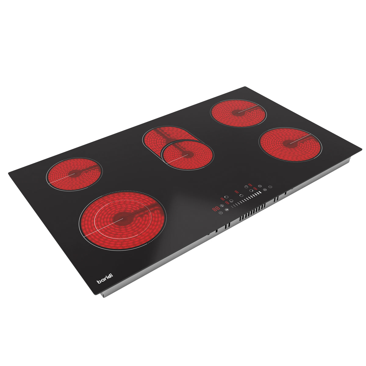 Baridi Integrated Ceramic Hob with 5 Cooking Zones 90cm, Black Glass - DH389