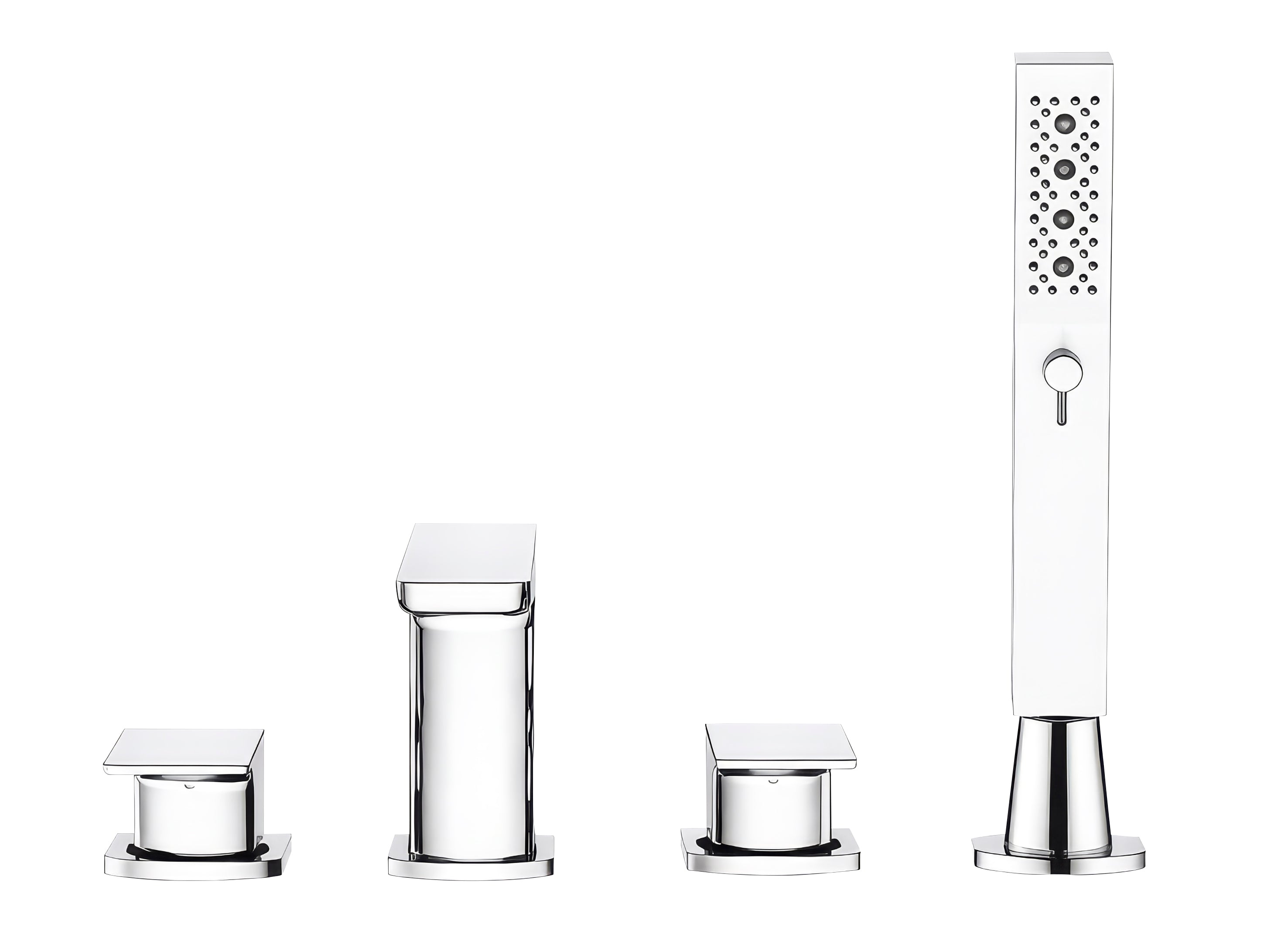 Baridi Bath Mounting 4-Hole Mixer Tap with Shower Head, Chrome - DH398