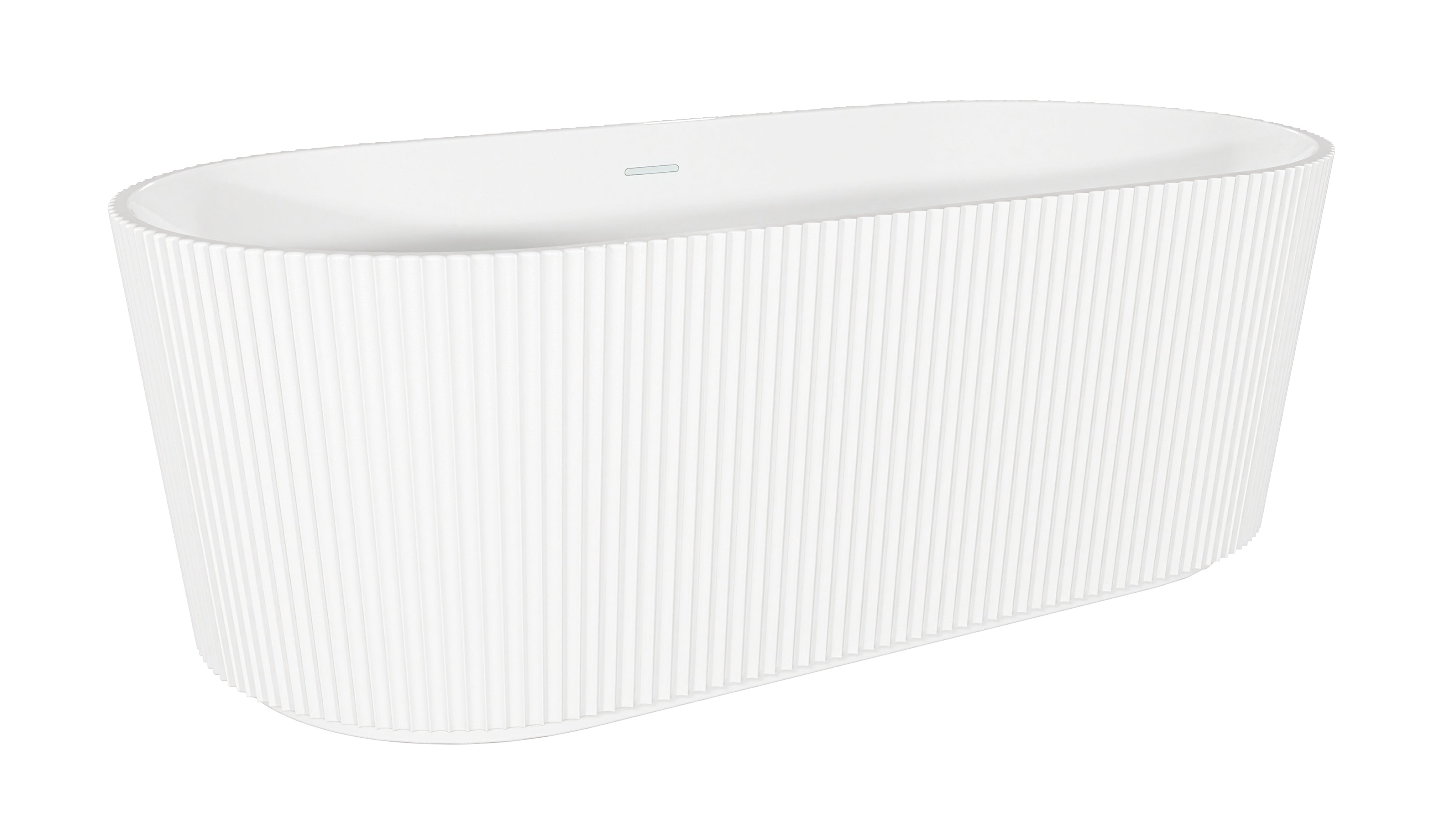 Baridi Double-Ended Fluted Design Bath with Slim Rim 150cm, Gloss White - DH419