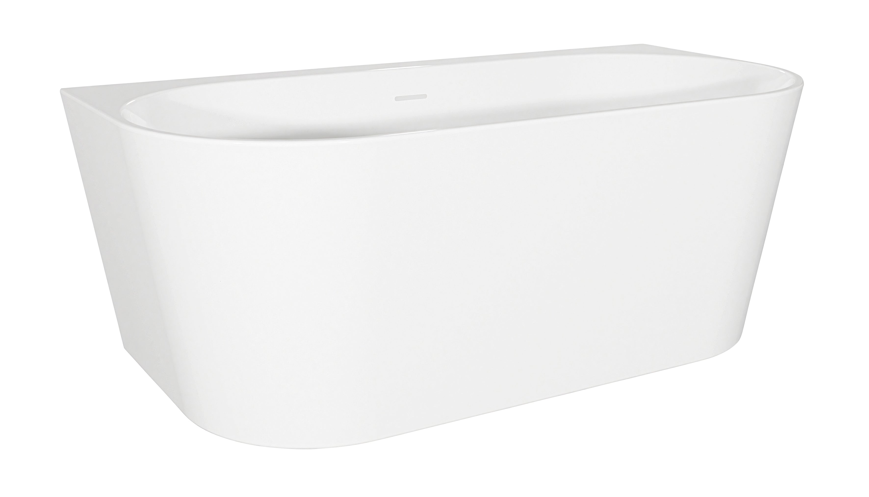 Baridi Back-to-Wall Slim Rim Bath with Overflow System 150cm, Gloss White - DH421