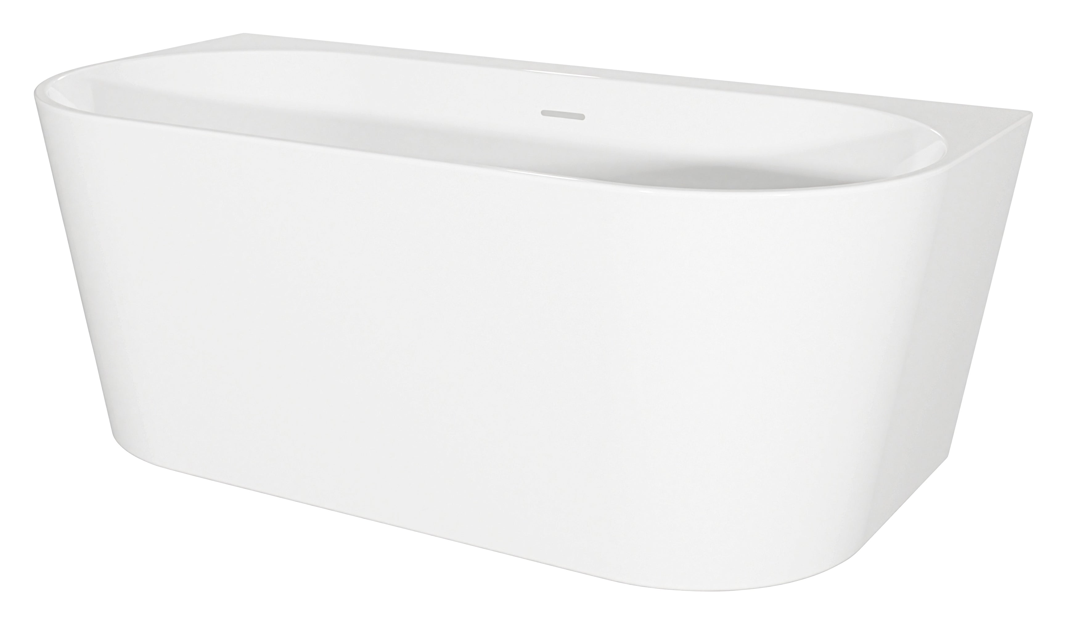 Baridi Back-to-Wall Slim Rim Bath with Overflow System 170cm, Gloss White - DH422