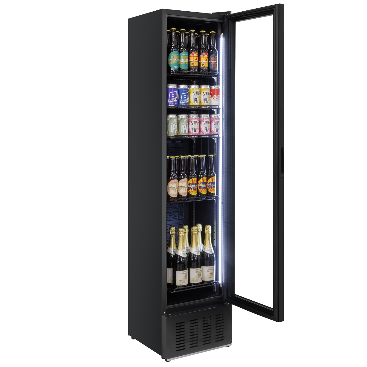 Baridi Tall Drinks/Bar Fridge with Digital Controls & Auto Defrost 160L, Black - DH440
