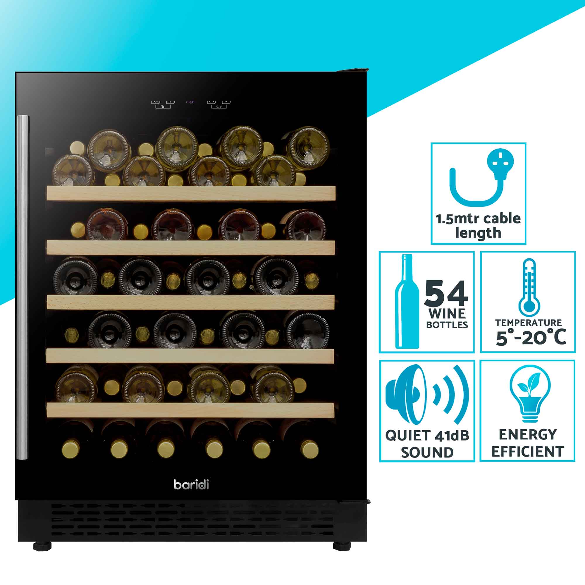 Baridi DH78 Wine Fridges Action shot - logo - information