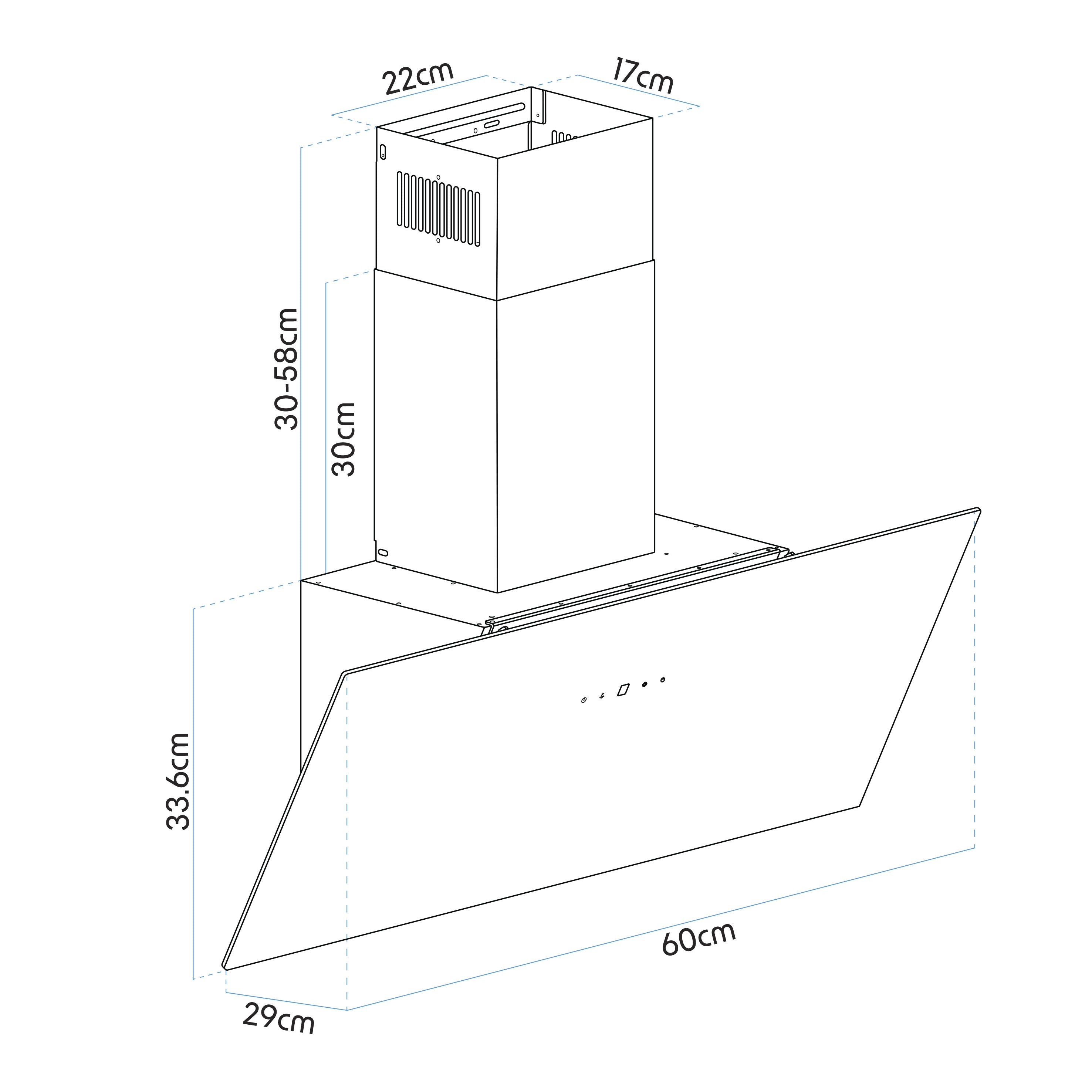 Baridi DH105 Extractor Hoods Action shot - dimension diagram