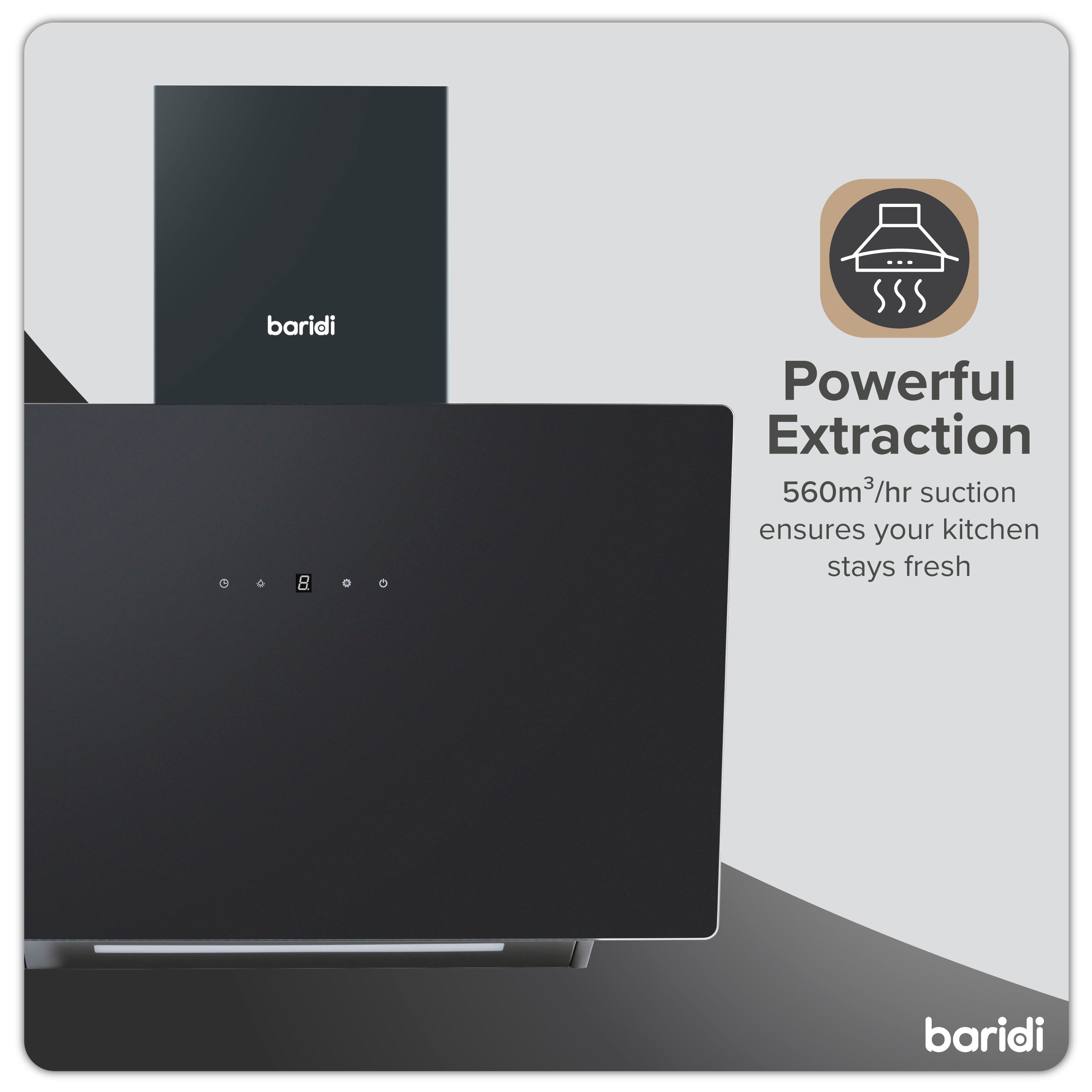 Baridi DH105 Extractor Hoods Action shot - infographic - icon - summary