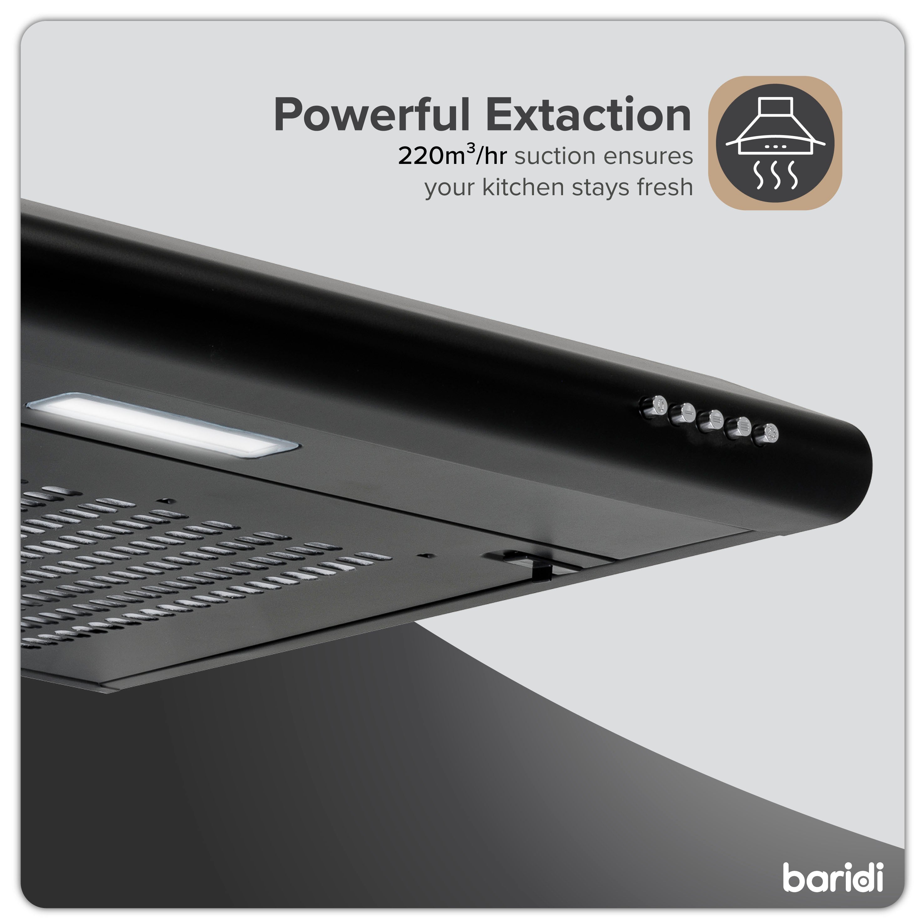 Baridi DH107 Extractor Hoods Action shot - infographic - icon - summary