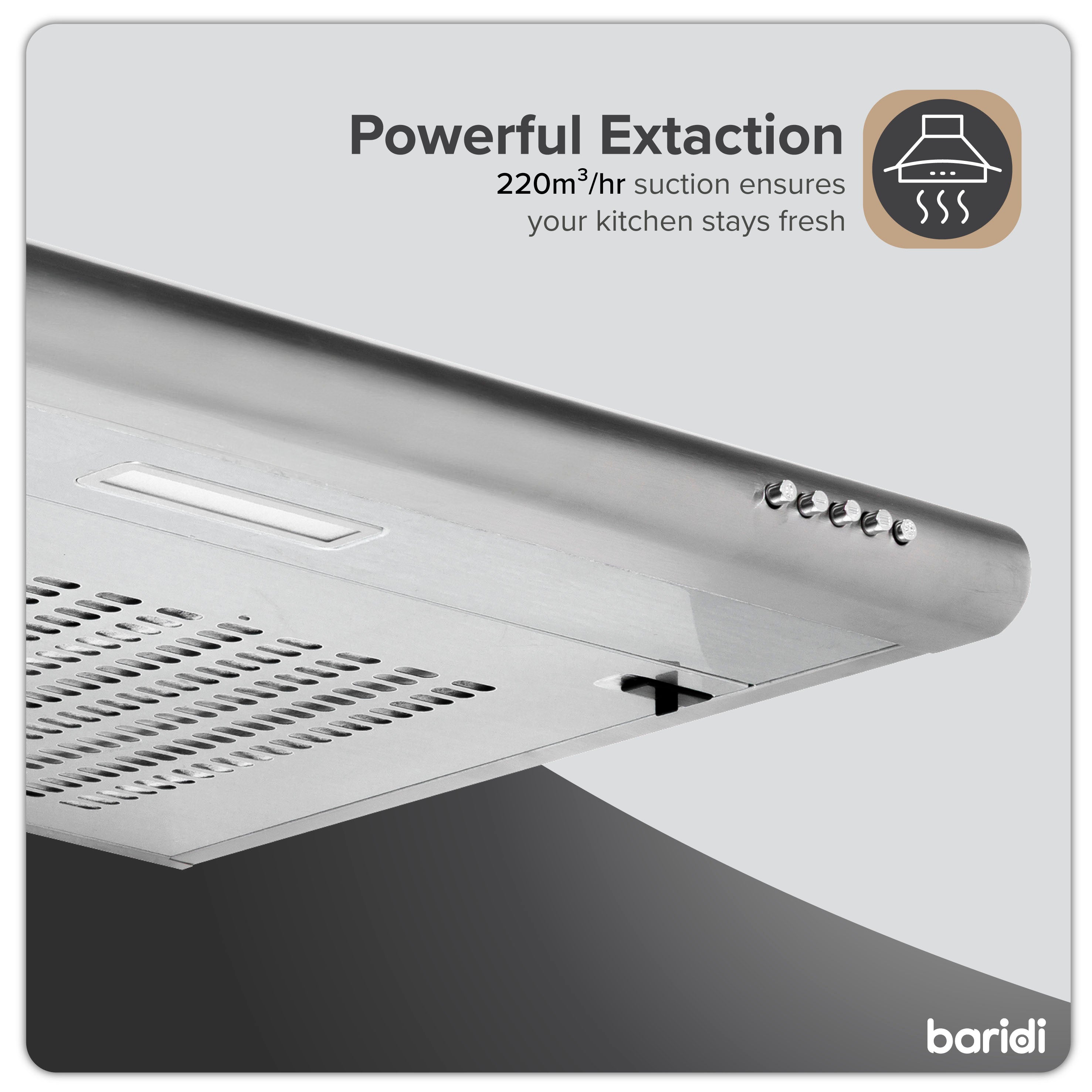Baridi DH108 Extractor Hoods Action shot - infographic - icon - summary