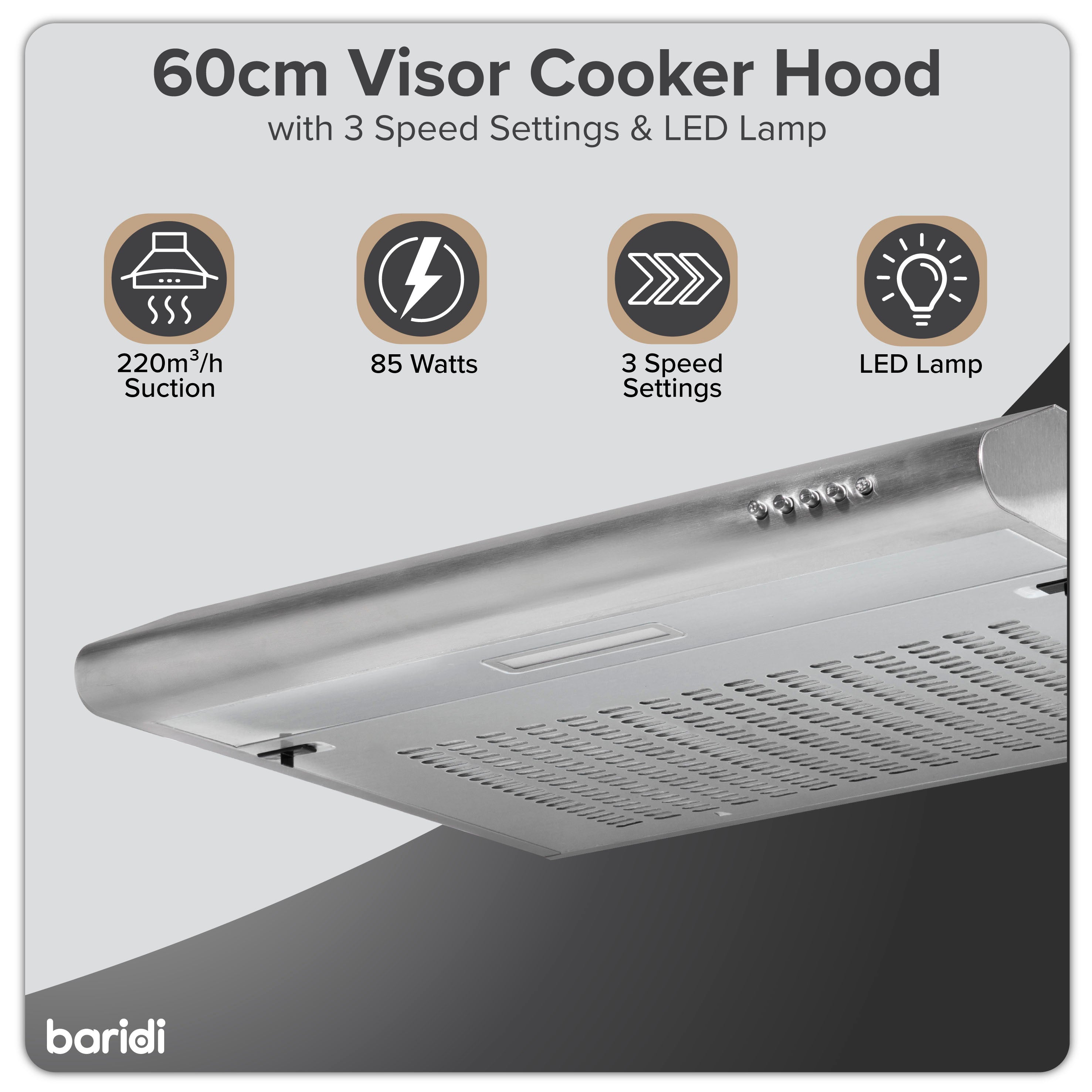 Baridi DH108 Extractor Hoods Action shot - infographic - summary