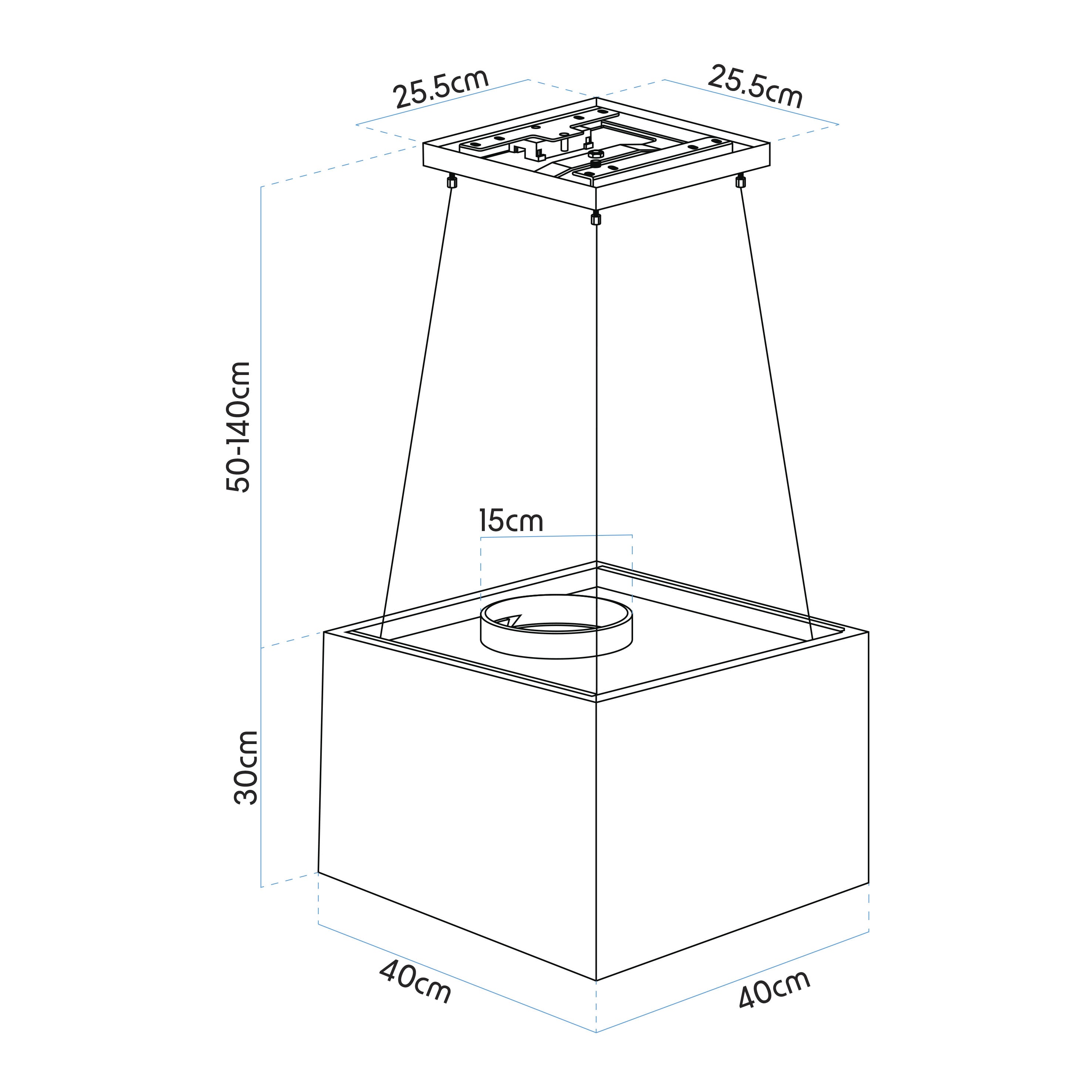 Baridi DH109 Extractor Hoods Action shot - dimension diagram