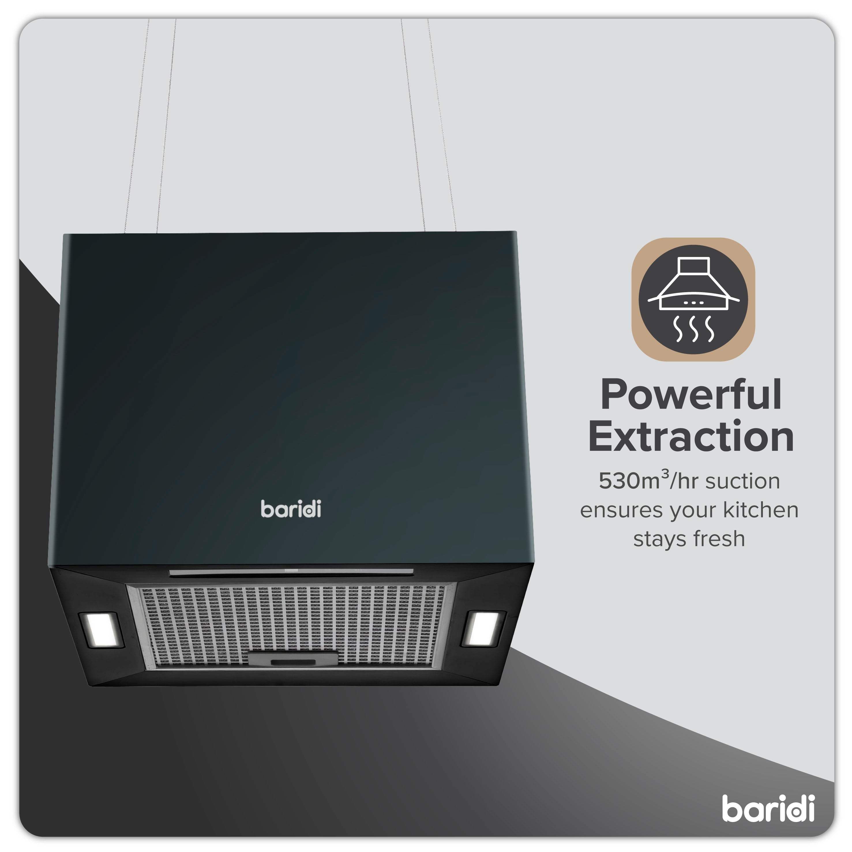 Baridi DH109 Extractor Hoods Action shot - infographic - icon - summary