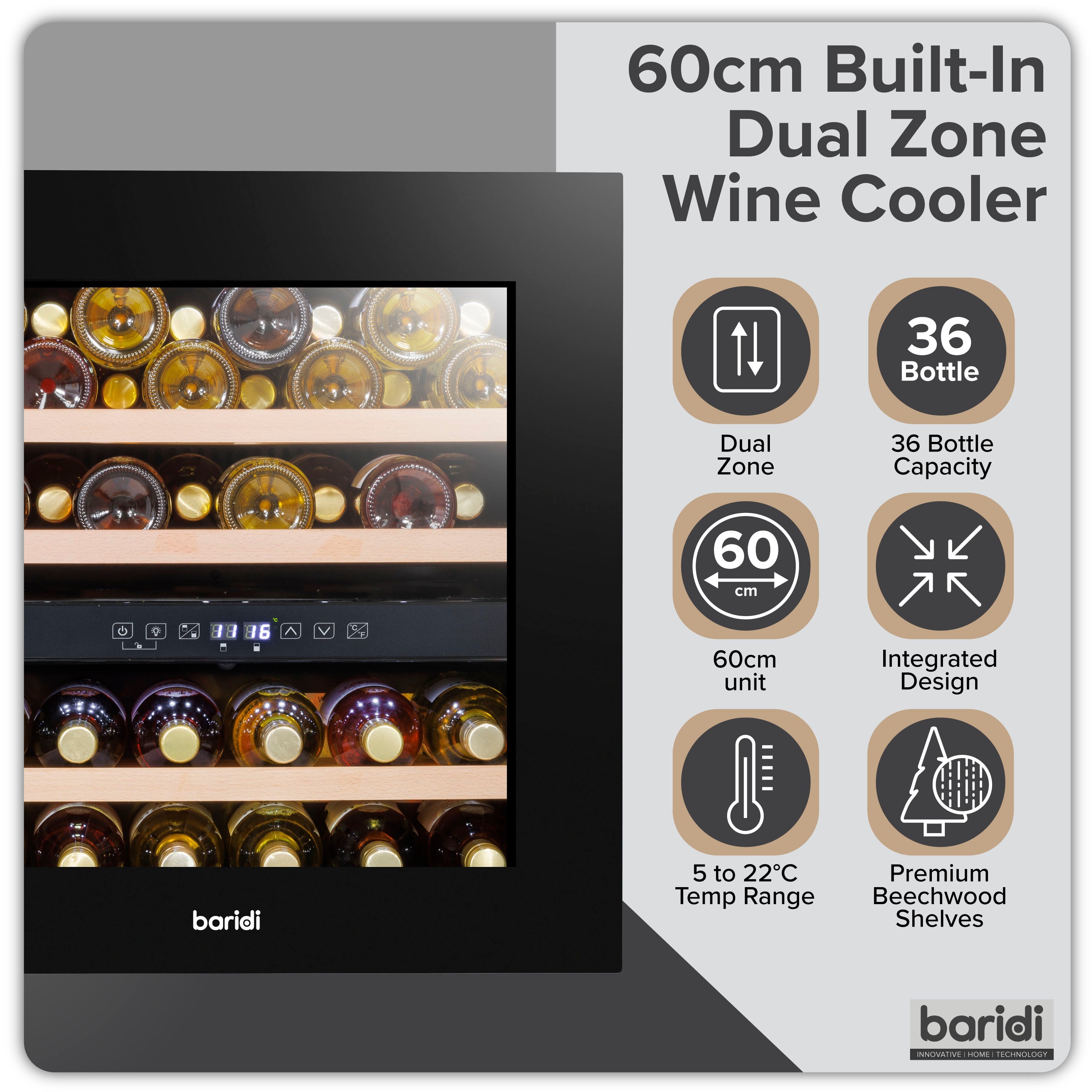 Baridi DH117 Wine Fridges Action shot - infograhic - summary
