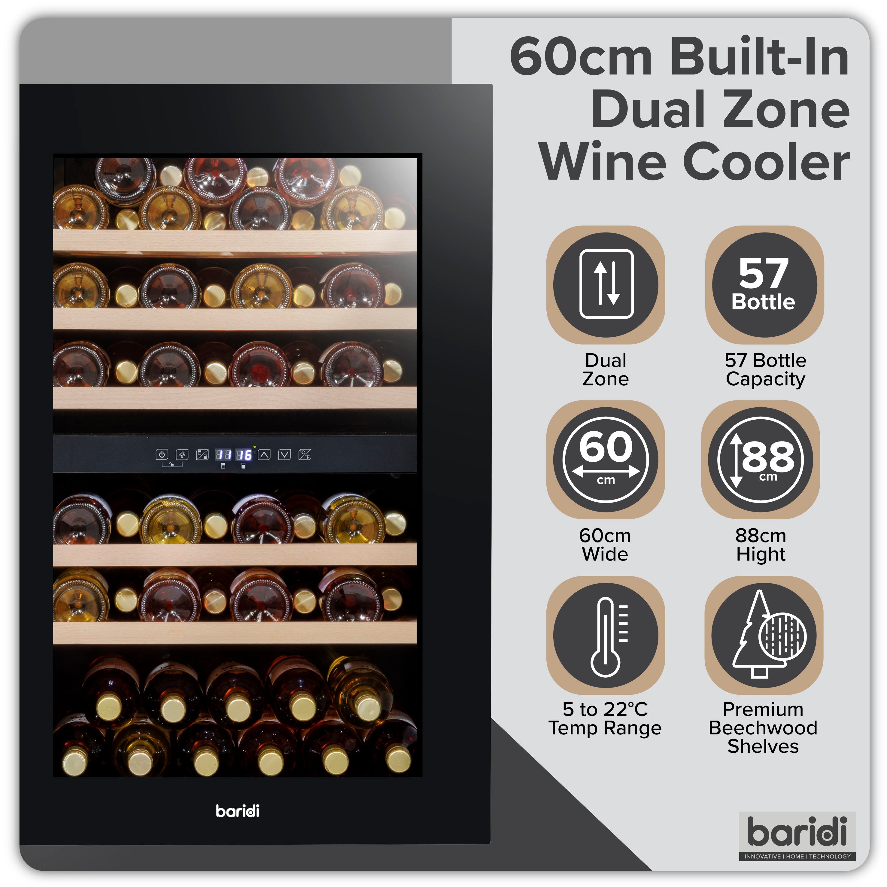 Baridi DH118 Wine Fridges Action shot - infograhic - summary