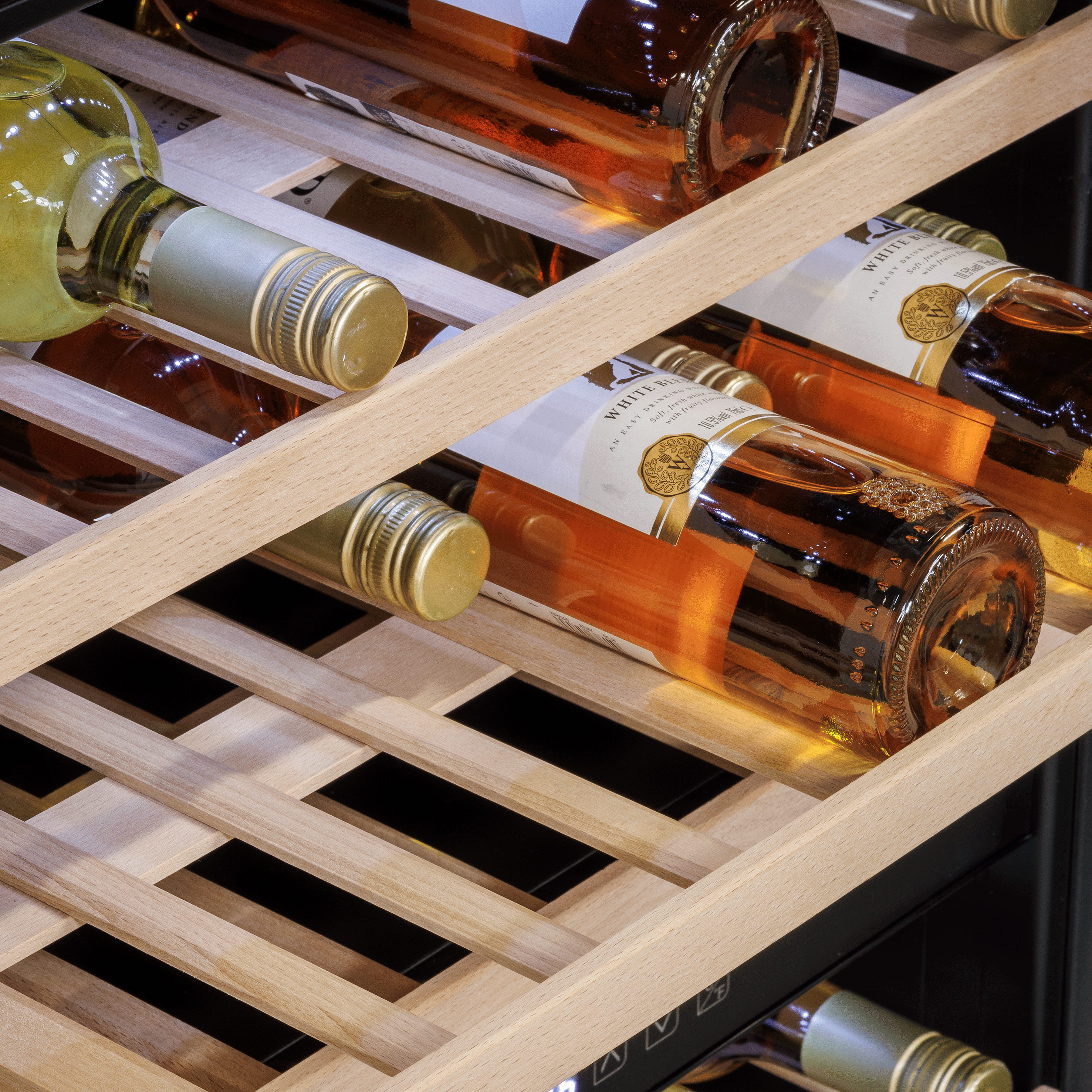 Baridi DH118 Wine Fridges Action shot - wooden - shelves