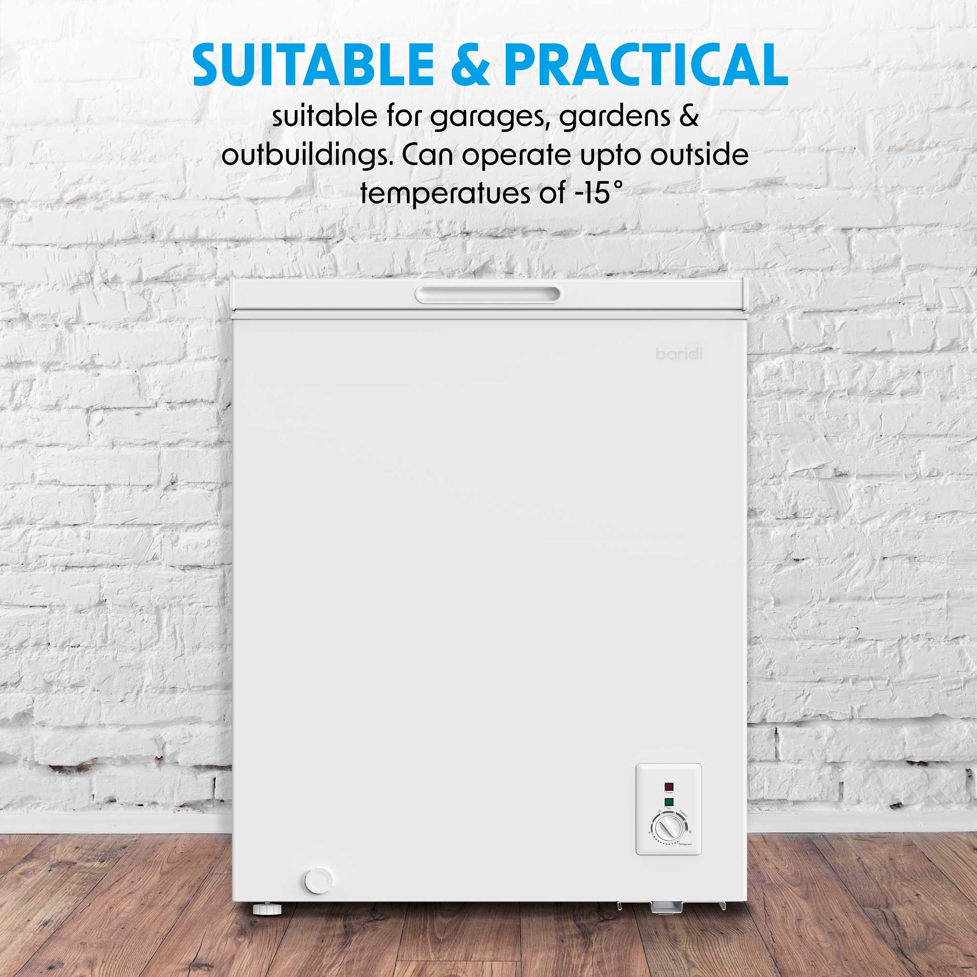 Baridi DH120 Chest Freezer Action shot - garage