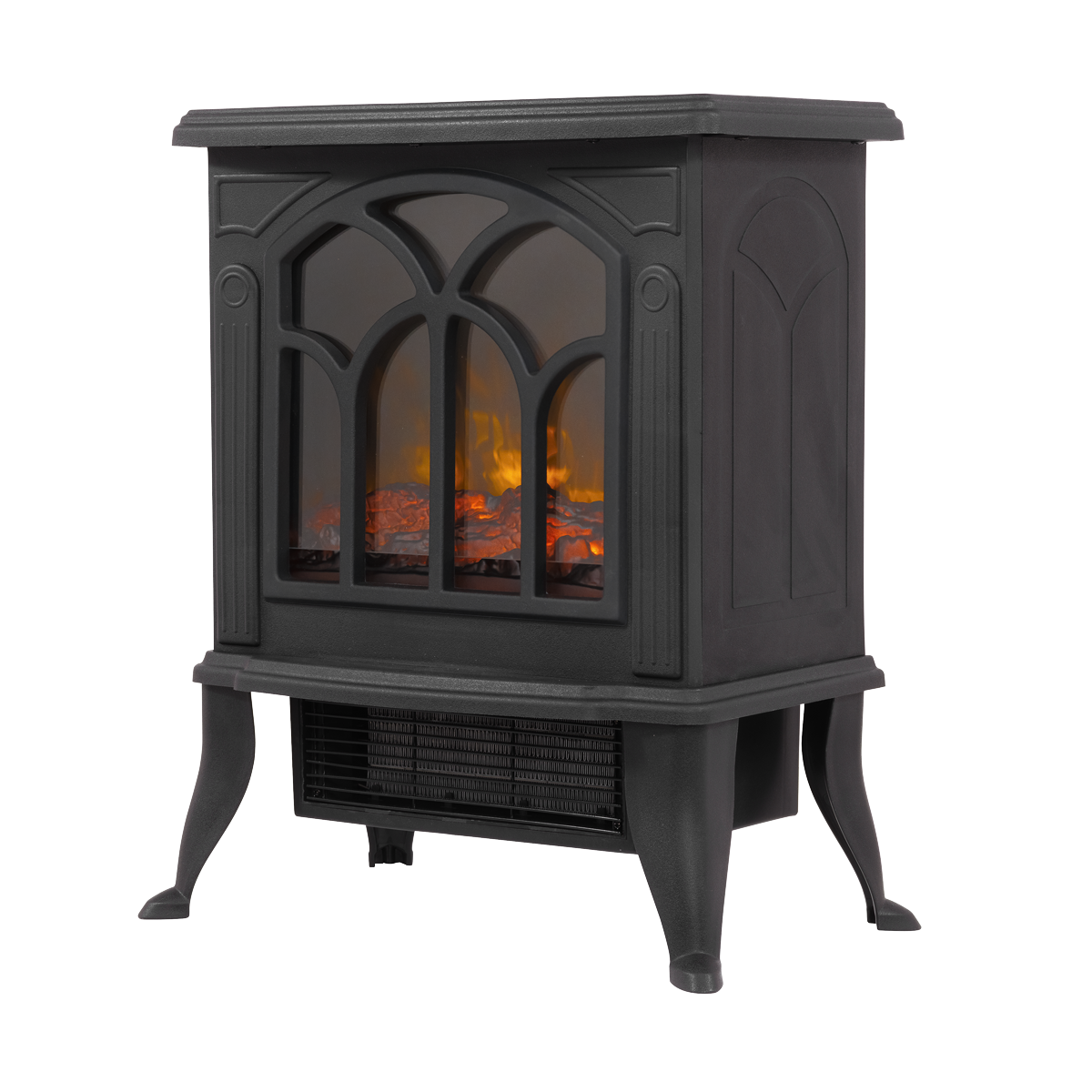 Baridi Electric Stove Heater Fireplace with LED Log Flame Effect 1800W, Black - DH121