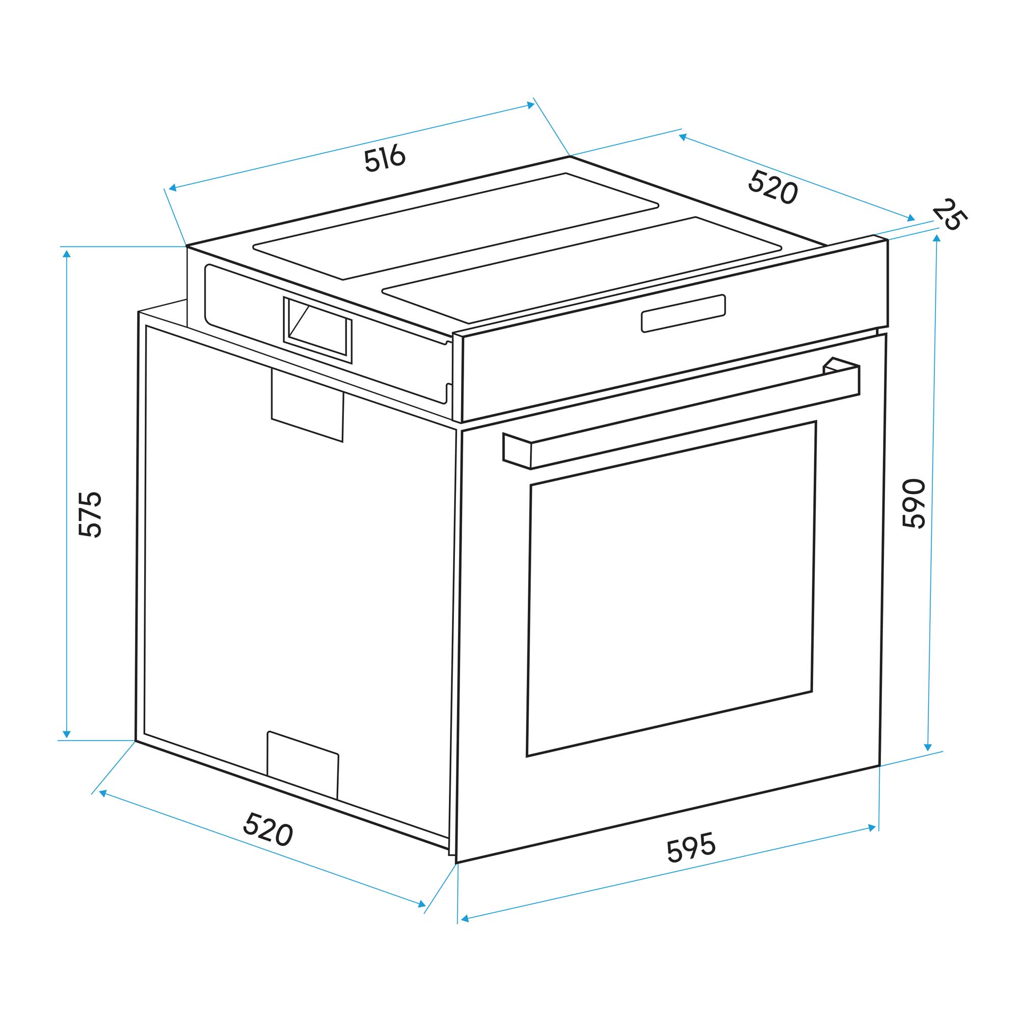 Baridi DH124 Fan Oven Action shot - dimensions
