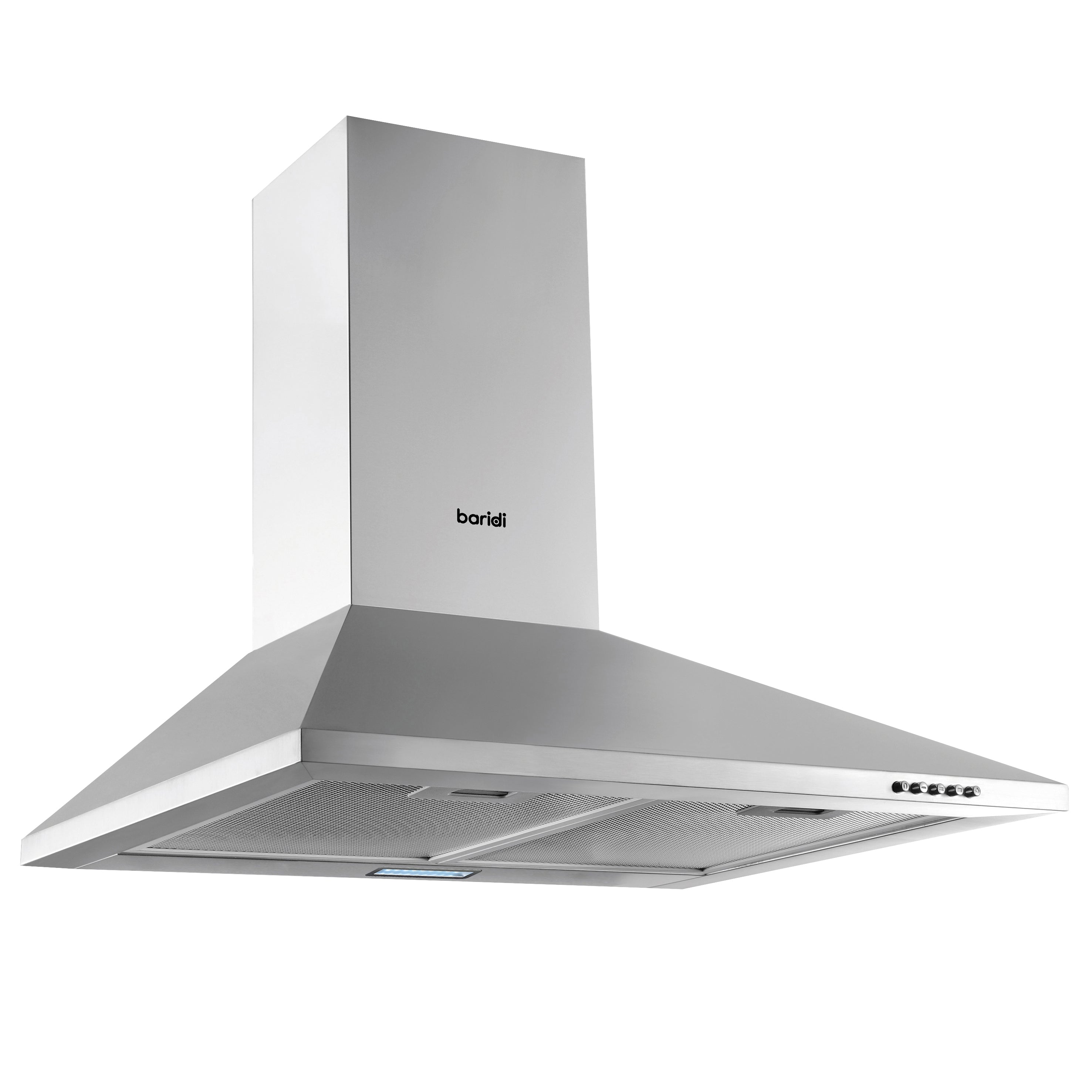 Baridi 60cm Chimney Style Cooker Hood with Carbon Filters, Stainless Steel - DH126