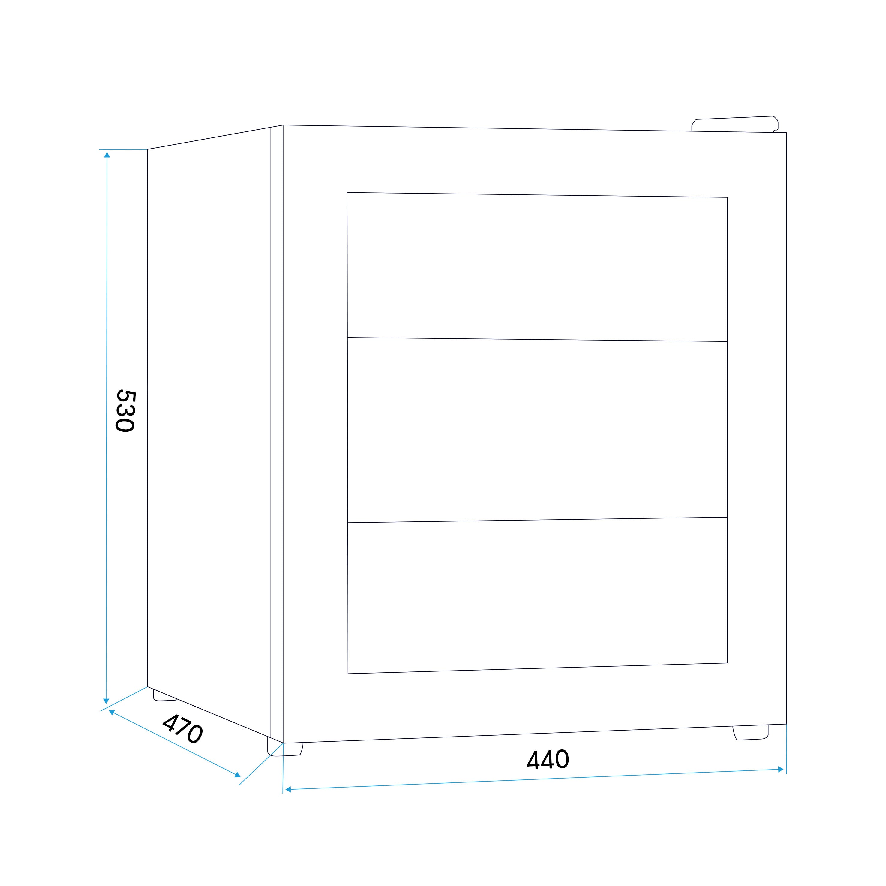 Baridi DH12 Drinks Fridge Action shot - dimension diagram