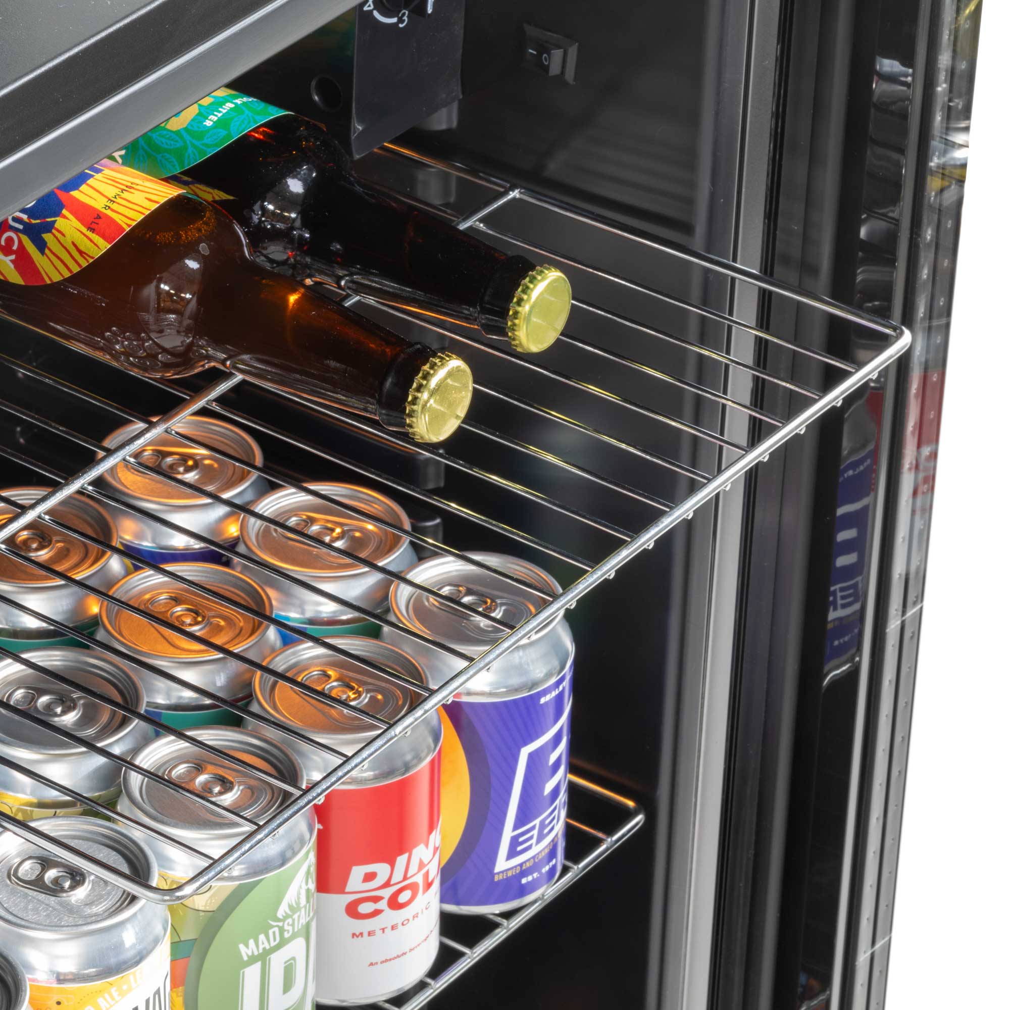 Baridi DH13 Drinks Fridge Action shot - wire - shelves