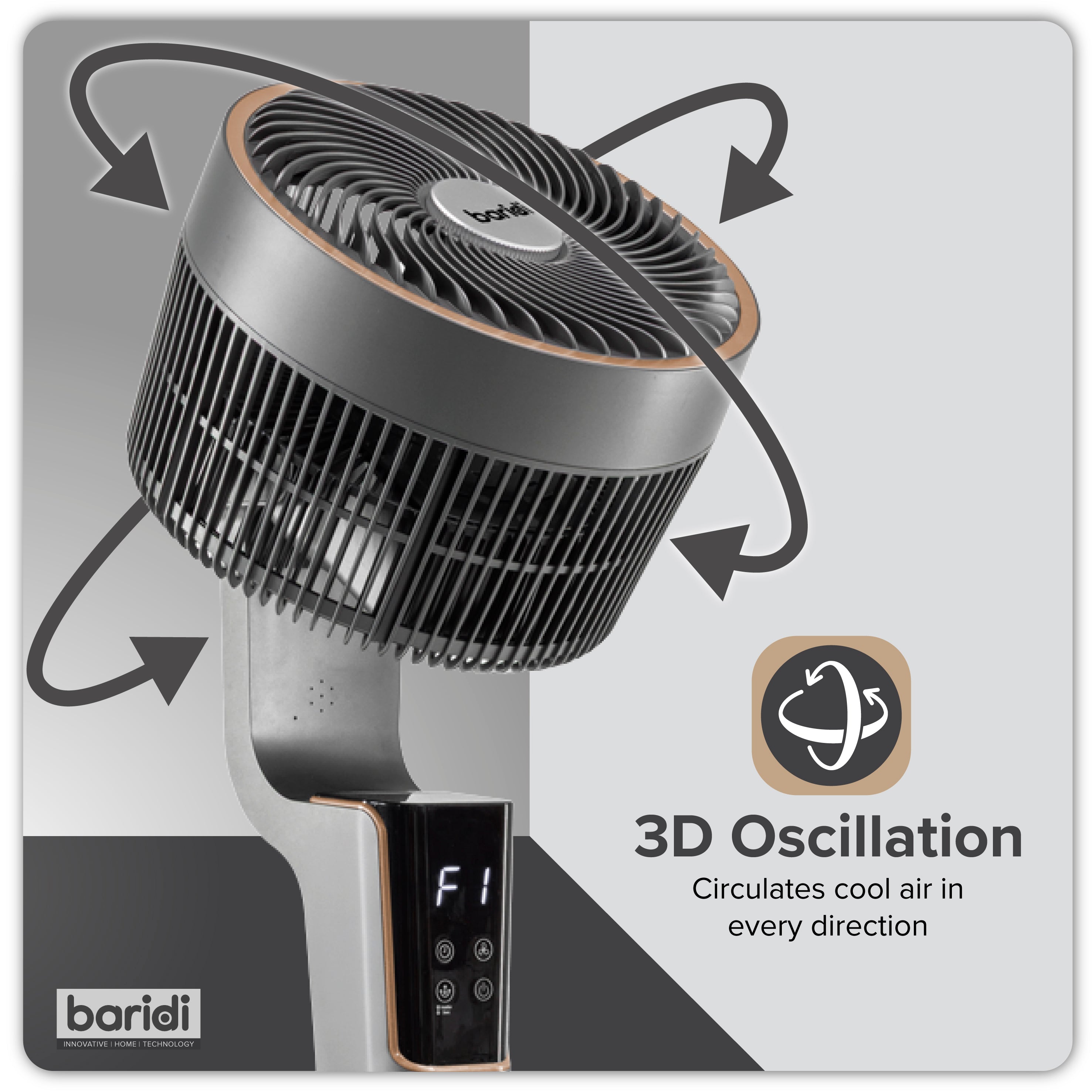 Baridi 12" Pedestal Fan with Remote Control & 12hr Timer - DH141