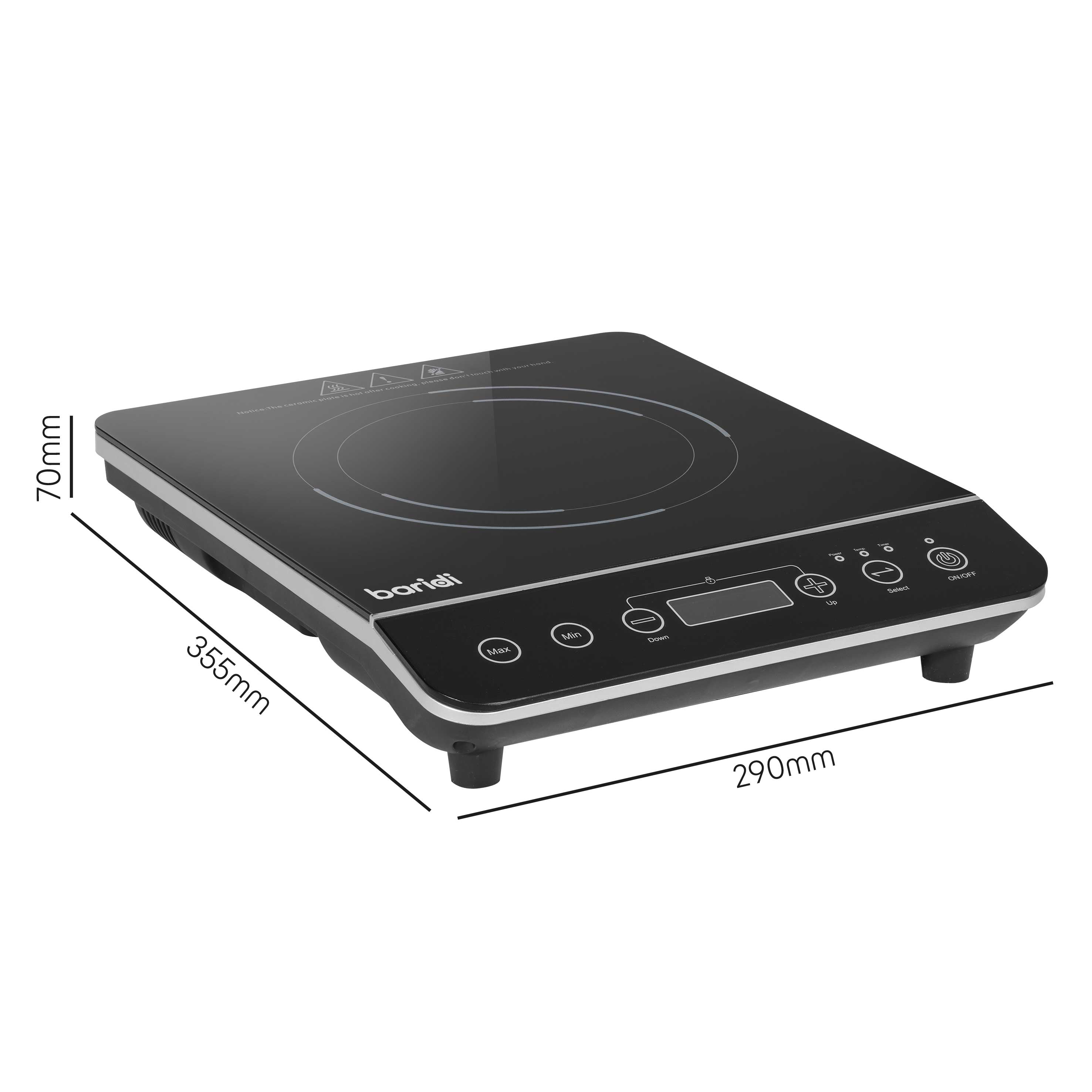 Baridi DH145 Portable Induction Hobs Action shot - dimensions
