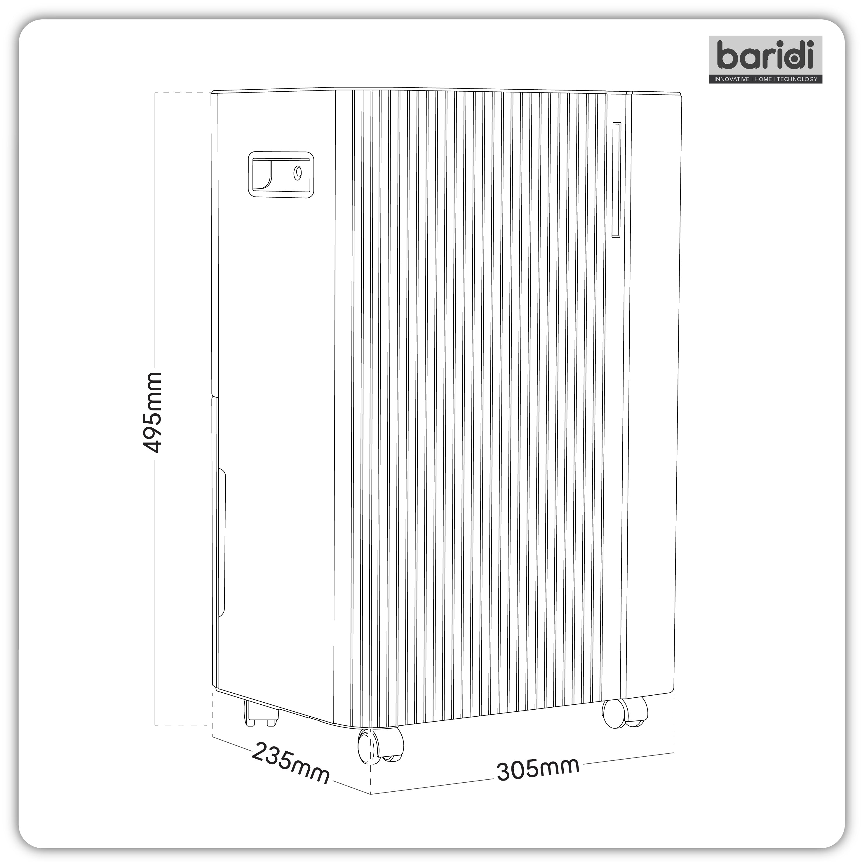 Baridi Dehumidifier with Digital Display & 24hr Timer 12L White - DH147