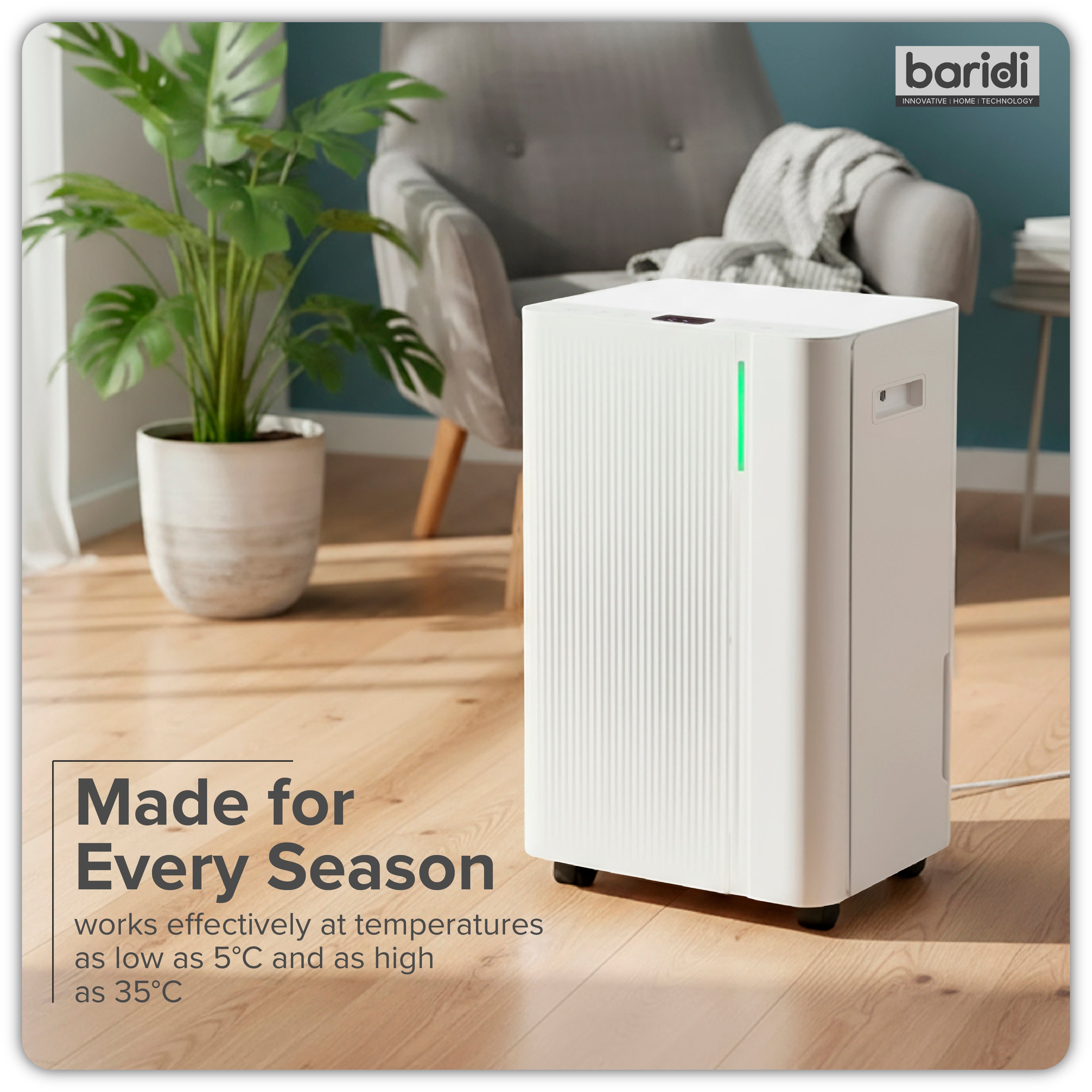 Baridi Dehumidifier with Digital Display & 24hr Timer 12L White - DH147