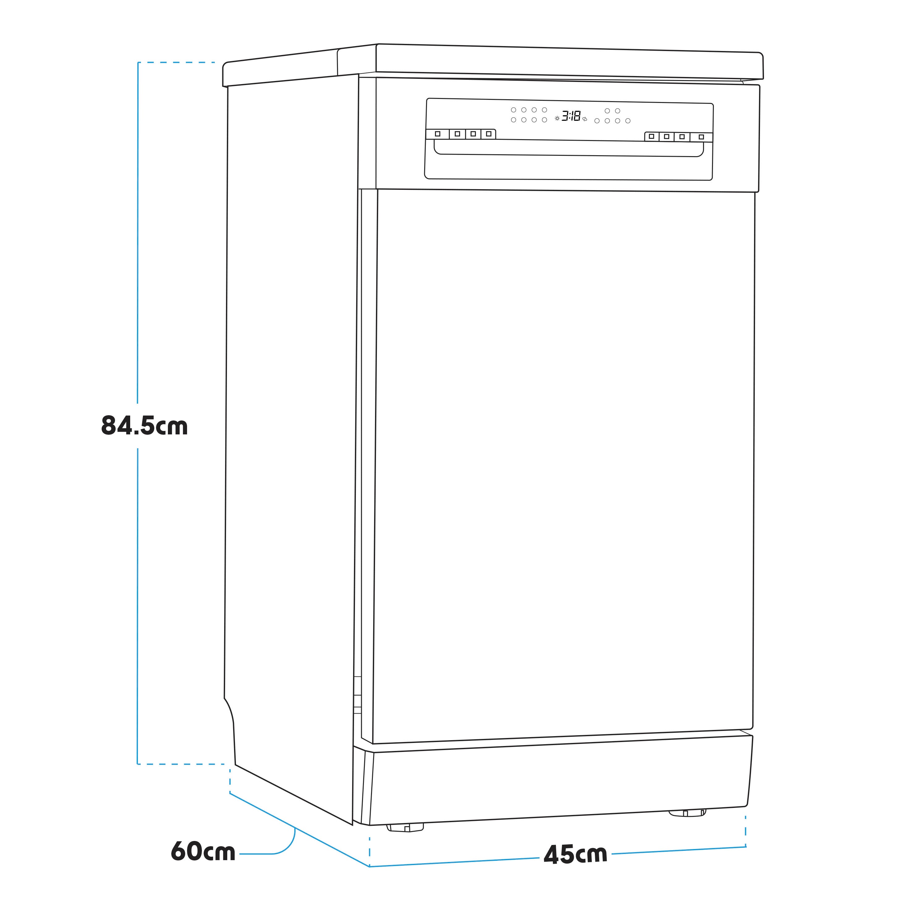 Baridi DH166 Dishwashers Action shot - dimension diagram