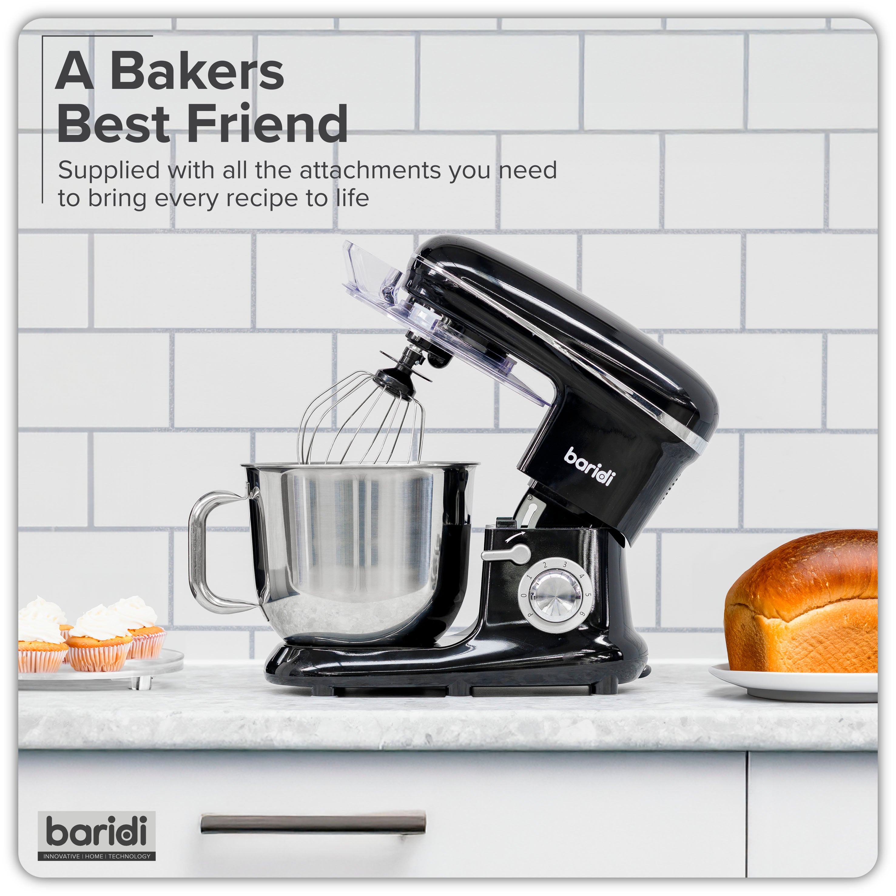 Baridi DH173 Stand Mixer Action shot - lifestyle