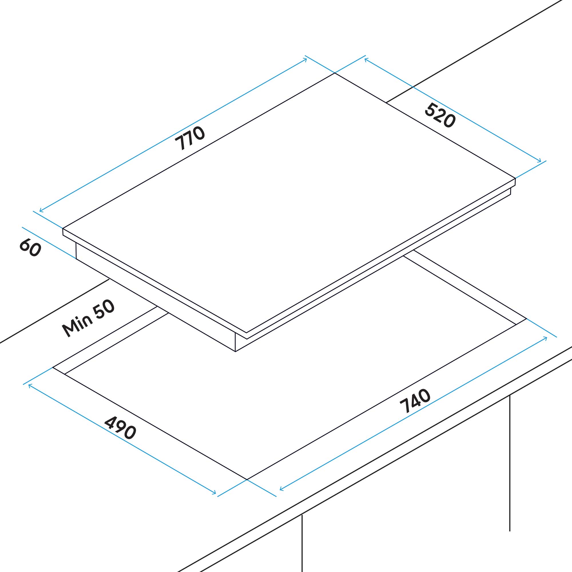Baridi DH179 Induction Hobs Action shot - isometrics