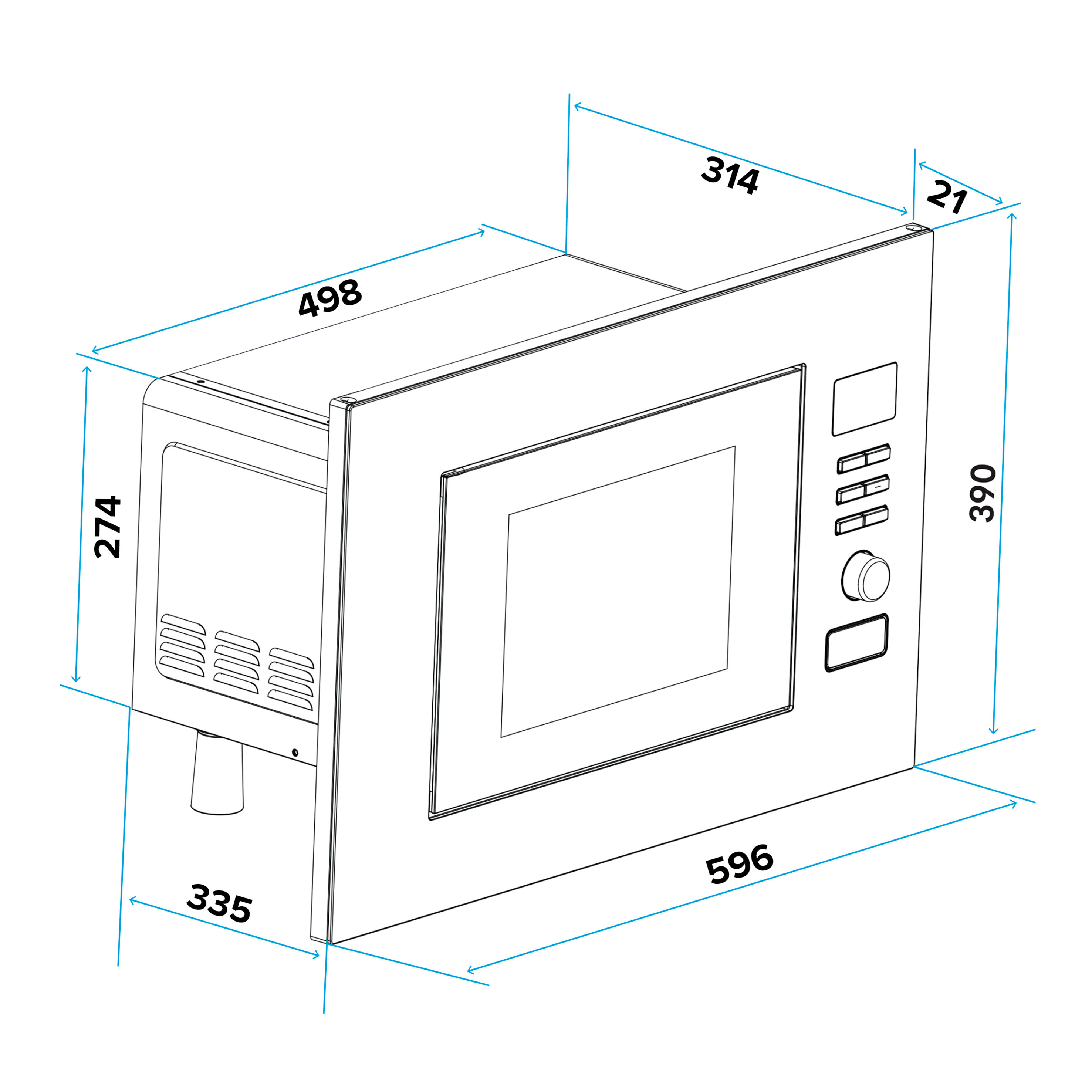 Baridi DH198 Microwave Action shot - dimension diagram