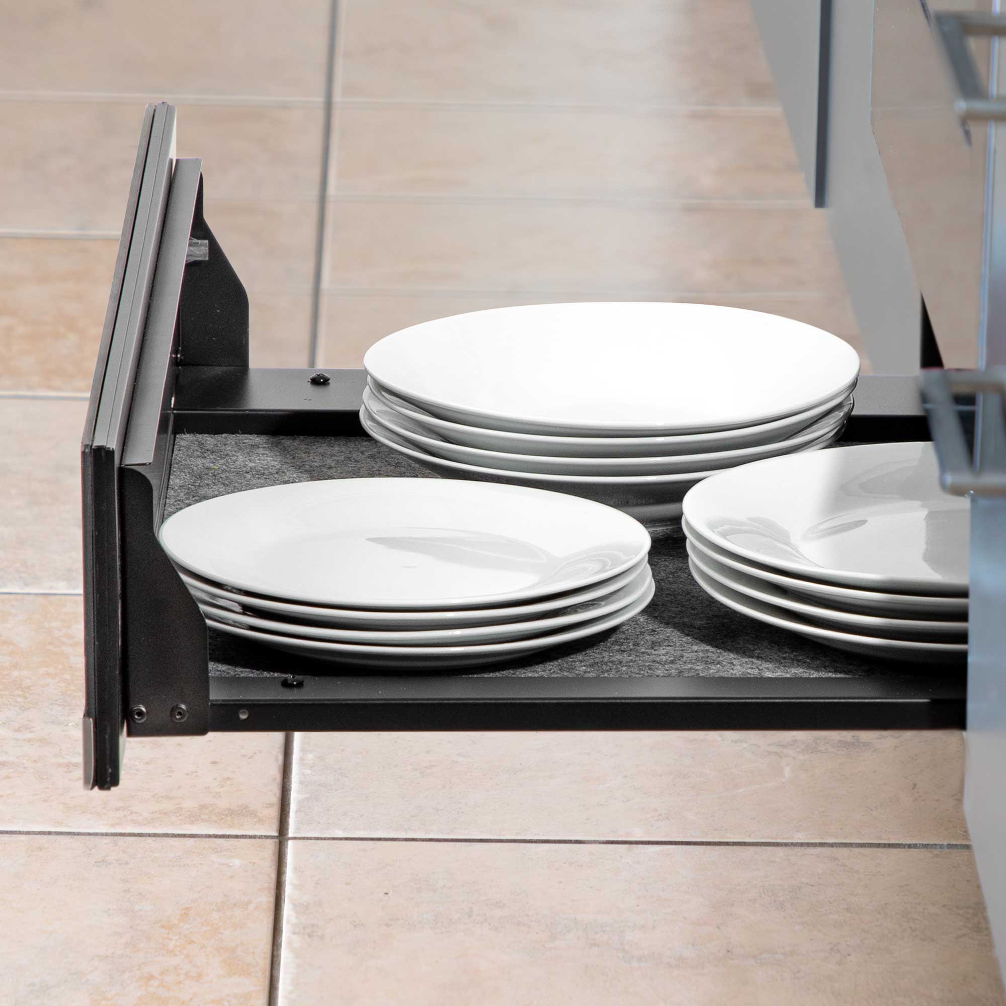 Baridi DH202 Warming Drawer Action shot - side - profile