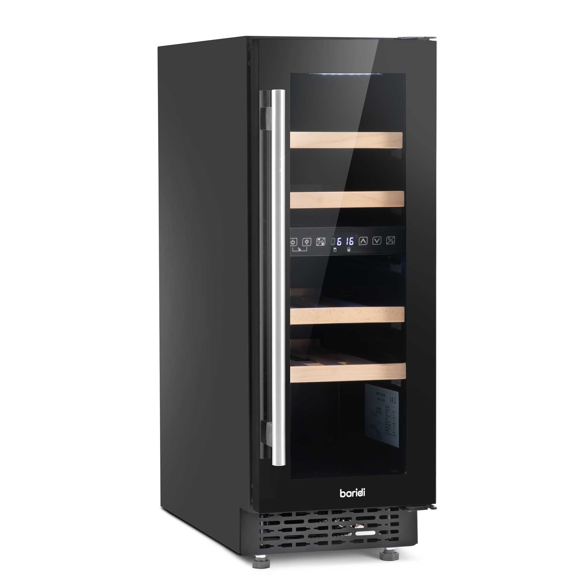 Baridi 17 Bottle Slim Dual Zone Built-In Wine Cooler with Touchscreen