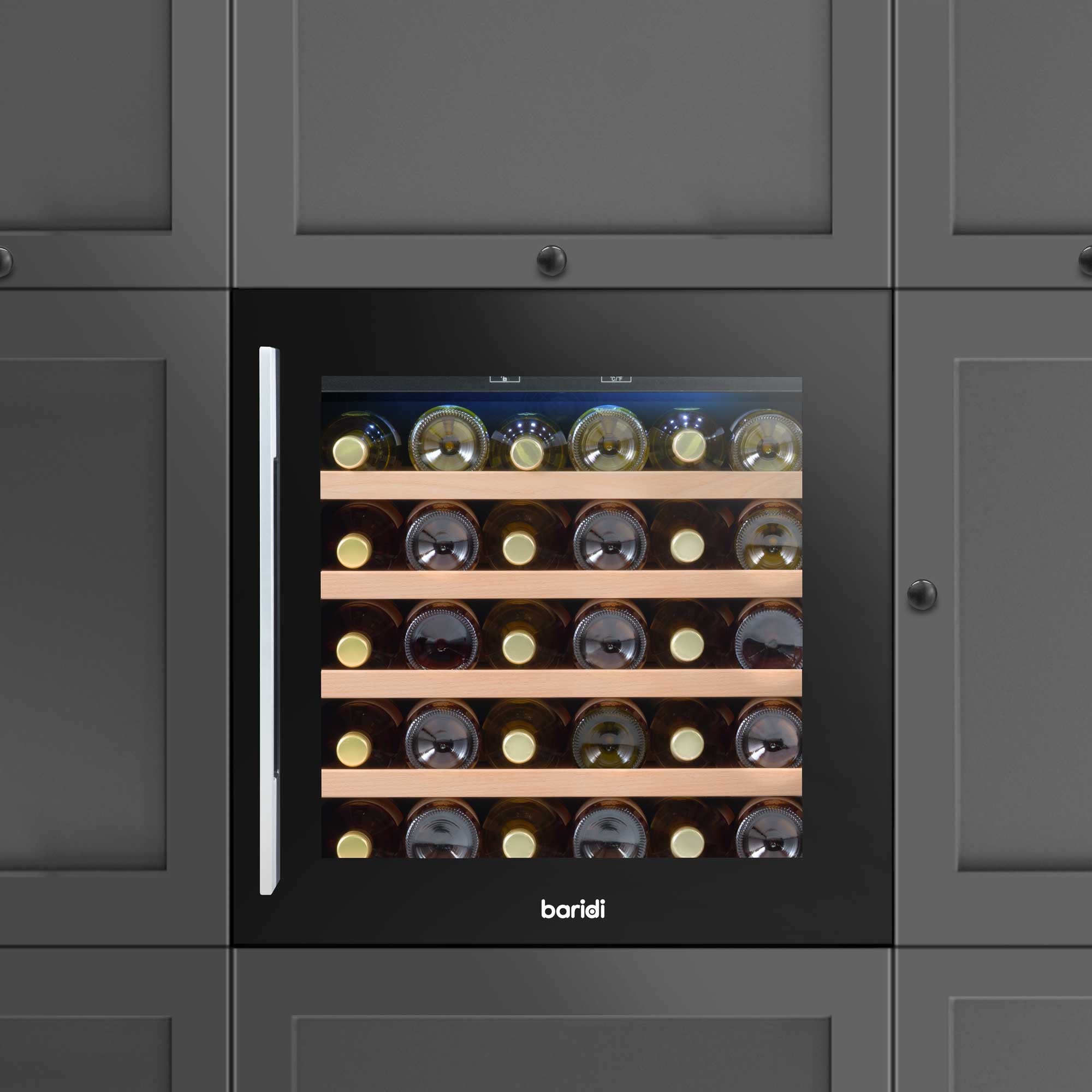 Baridi DH206 Wine Fridges Action shot - in cabinet