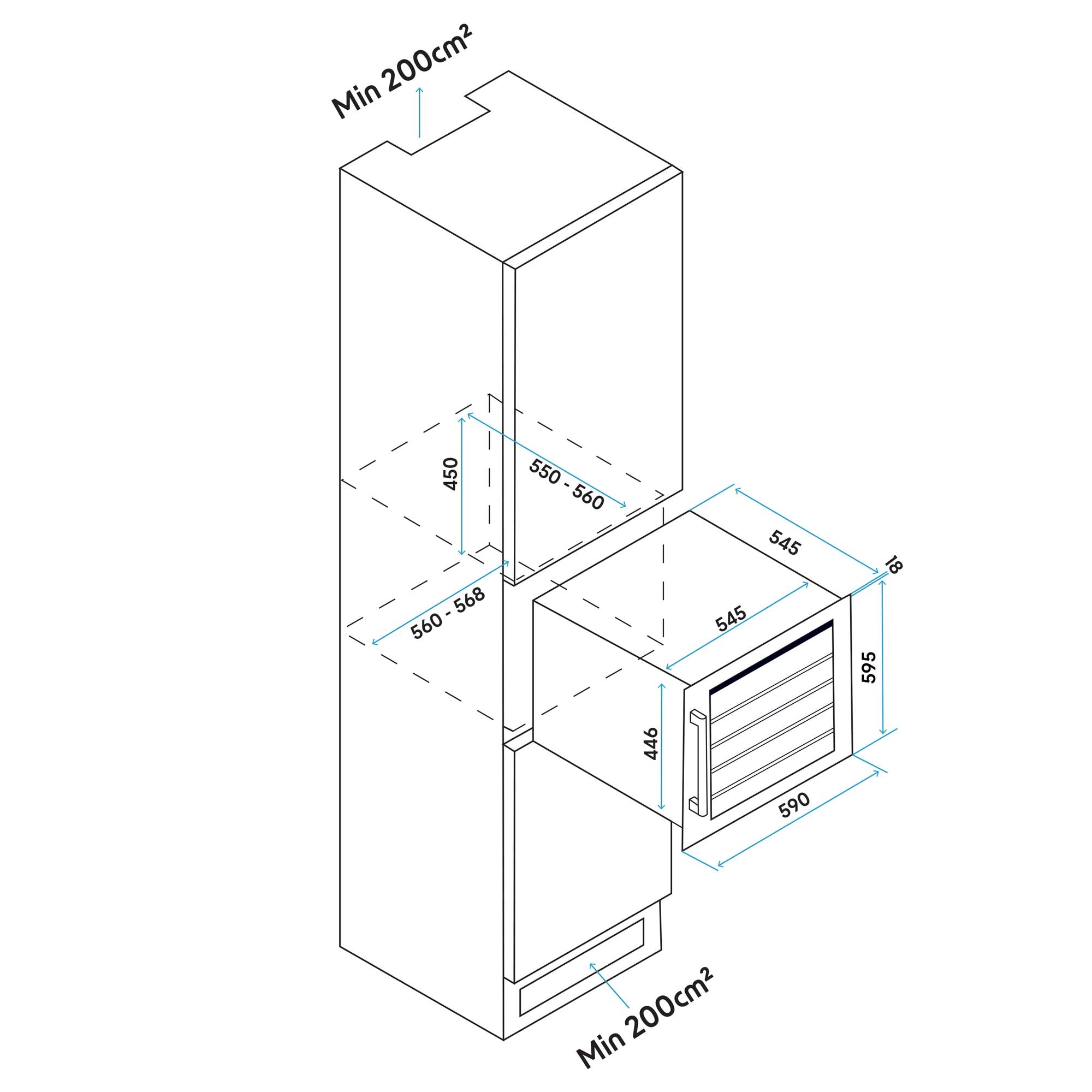 Baridi DH206 Wine Fridges Action shot - dimensions