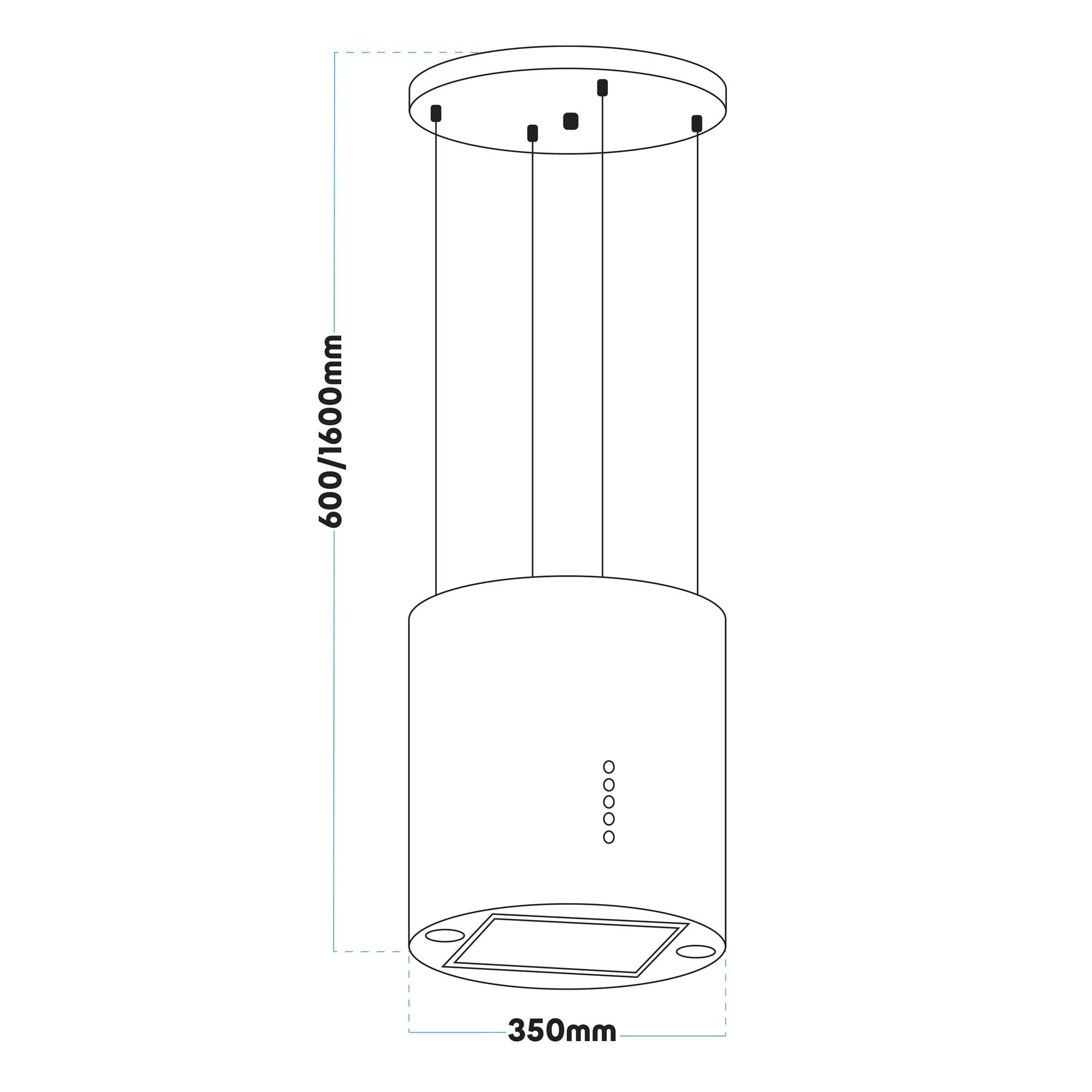 Baridi DH221 Extractor Hoods Action shot - dimensions