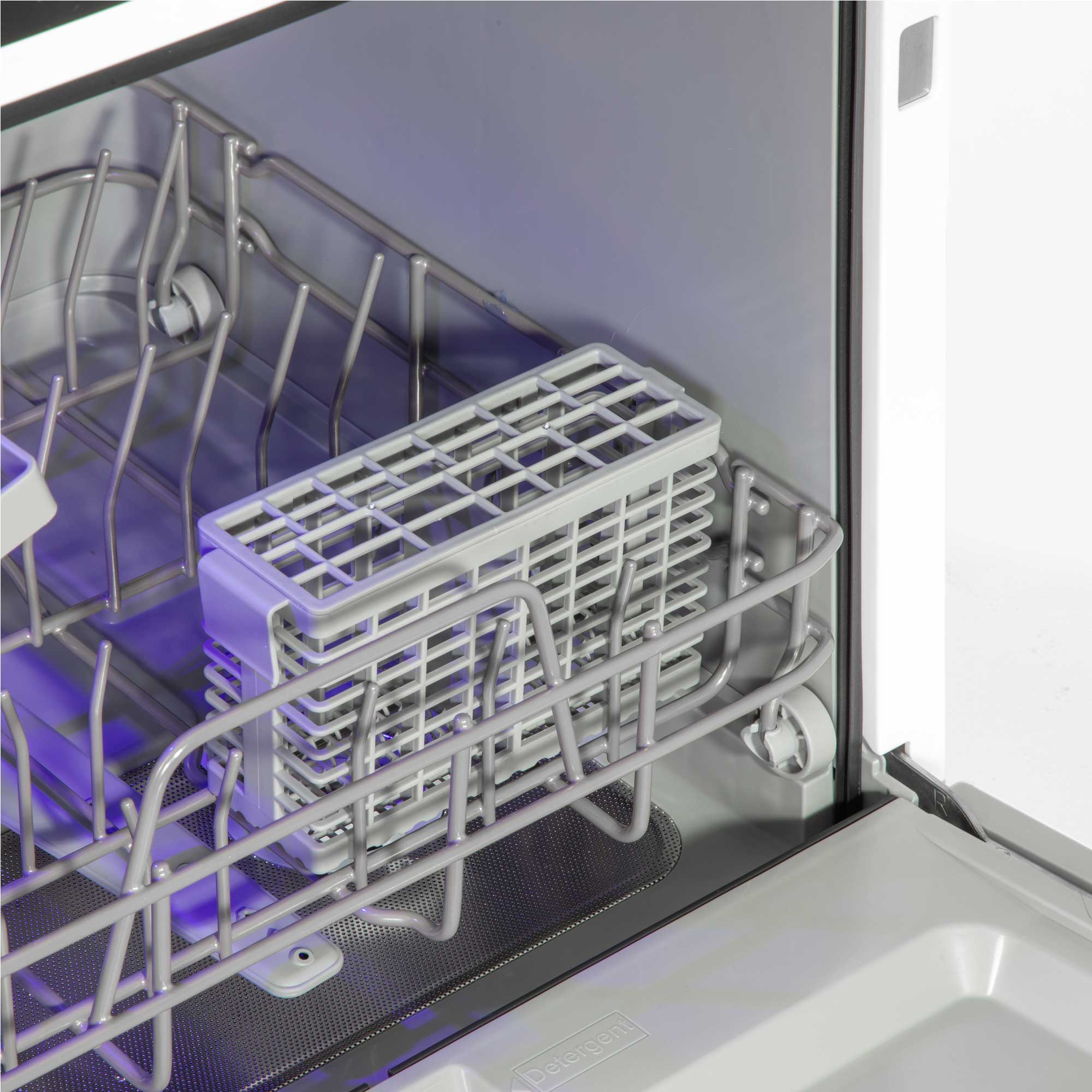 Baridi DH224 Tabletop Dishwasher Action shot - cutlery - basket