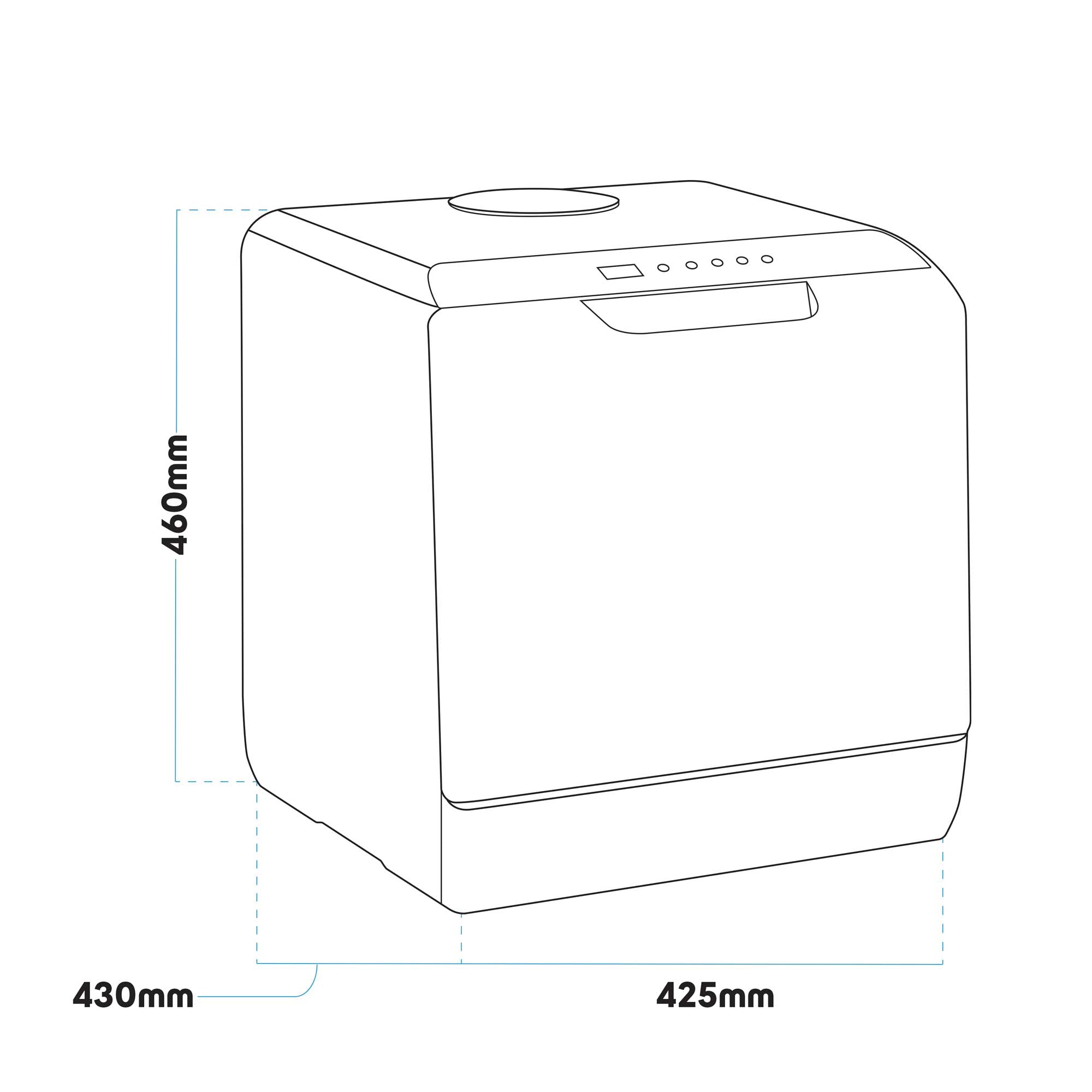 Baridi DH224 Tabletop Dishwasher Action shot - dimensions